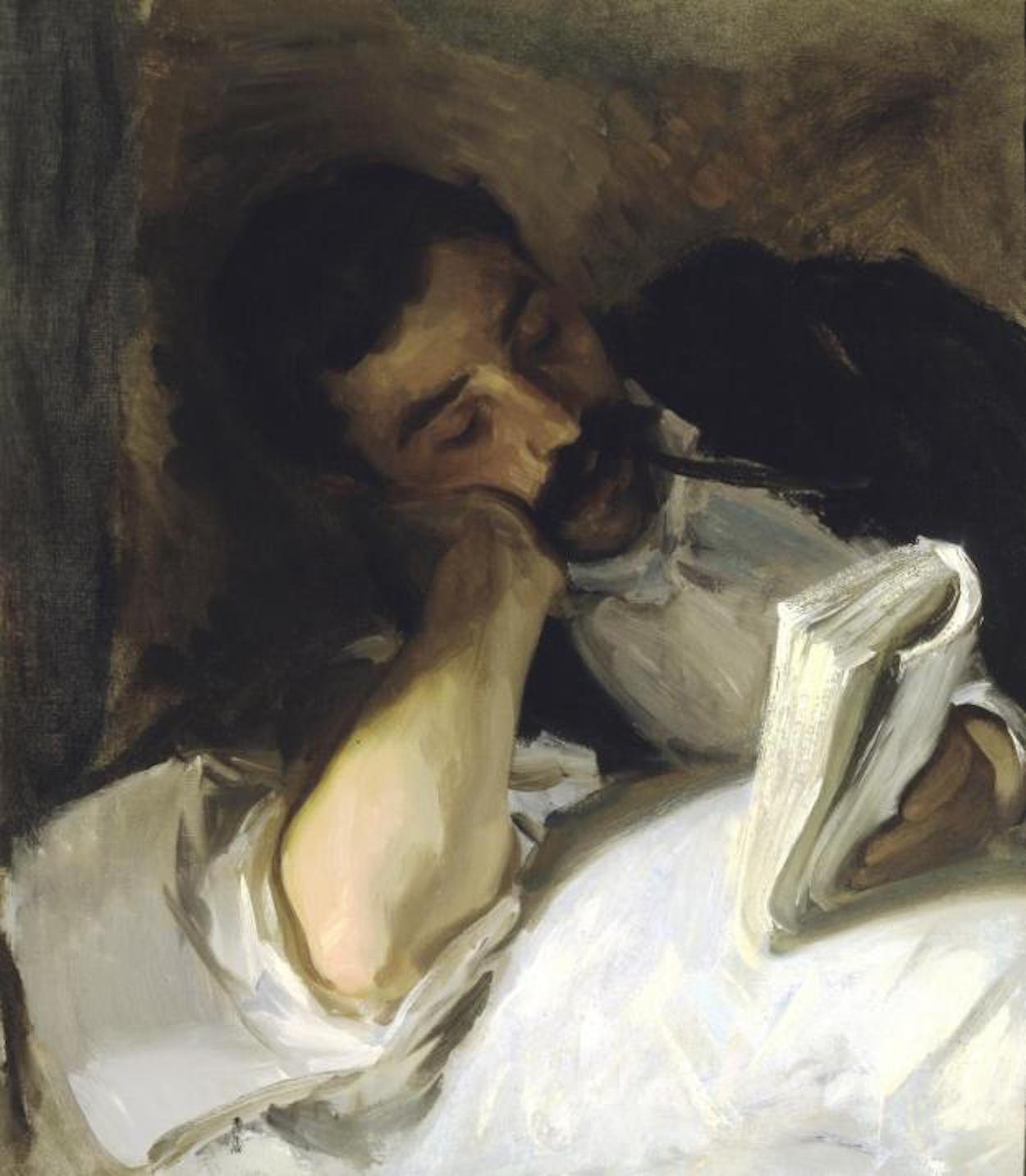 Mężczyzna czytający (Nicola d’Inverno) by John Singer Sargent - około 1904-1908 - 64.14 x 56.52 cm 