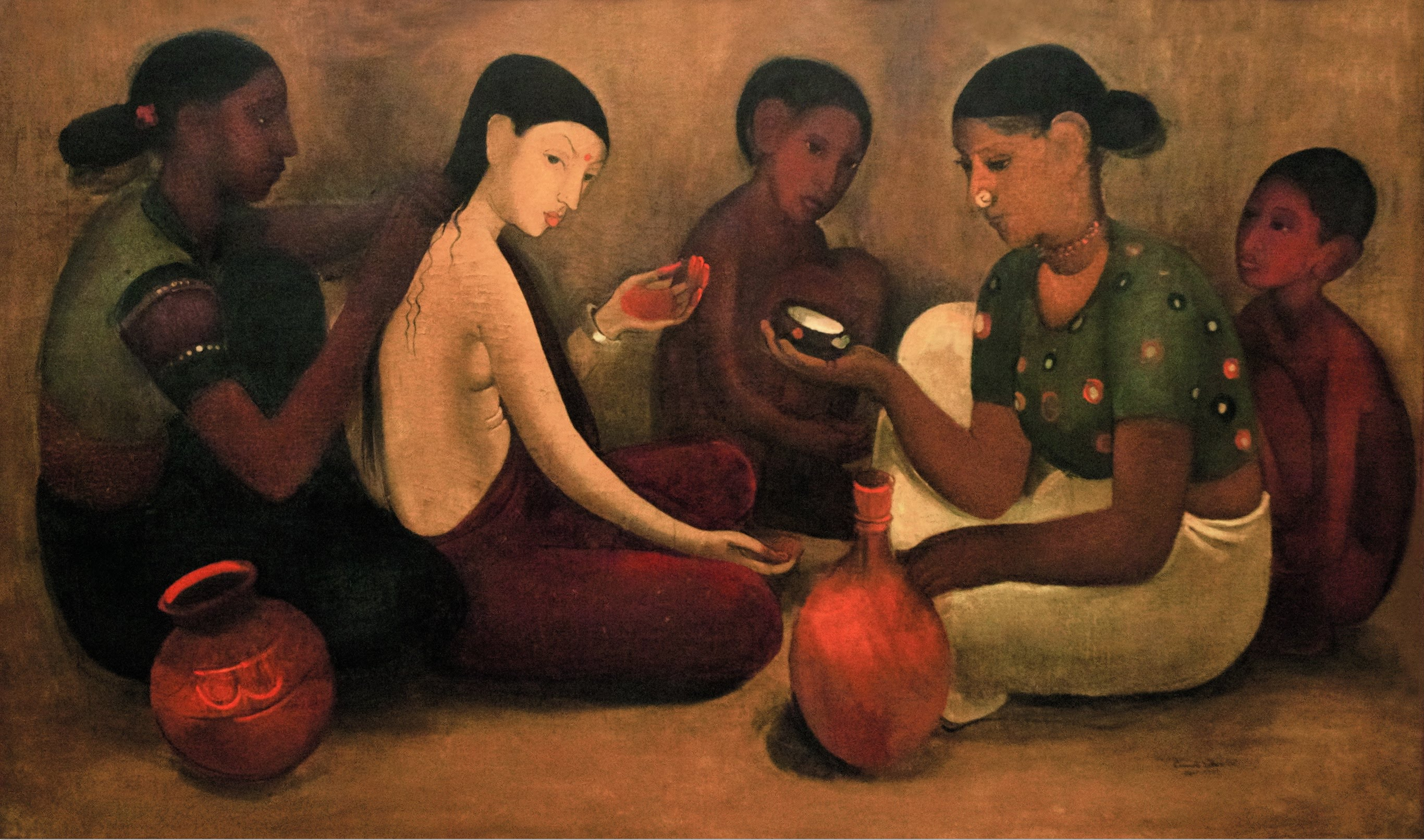 تزيين العروسة by Amrita Sher-Gil - 1937 م - 144,5 x 86 cm 