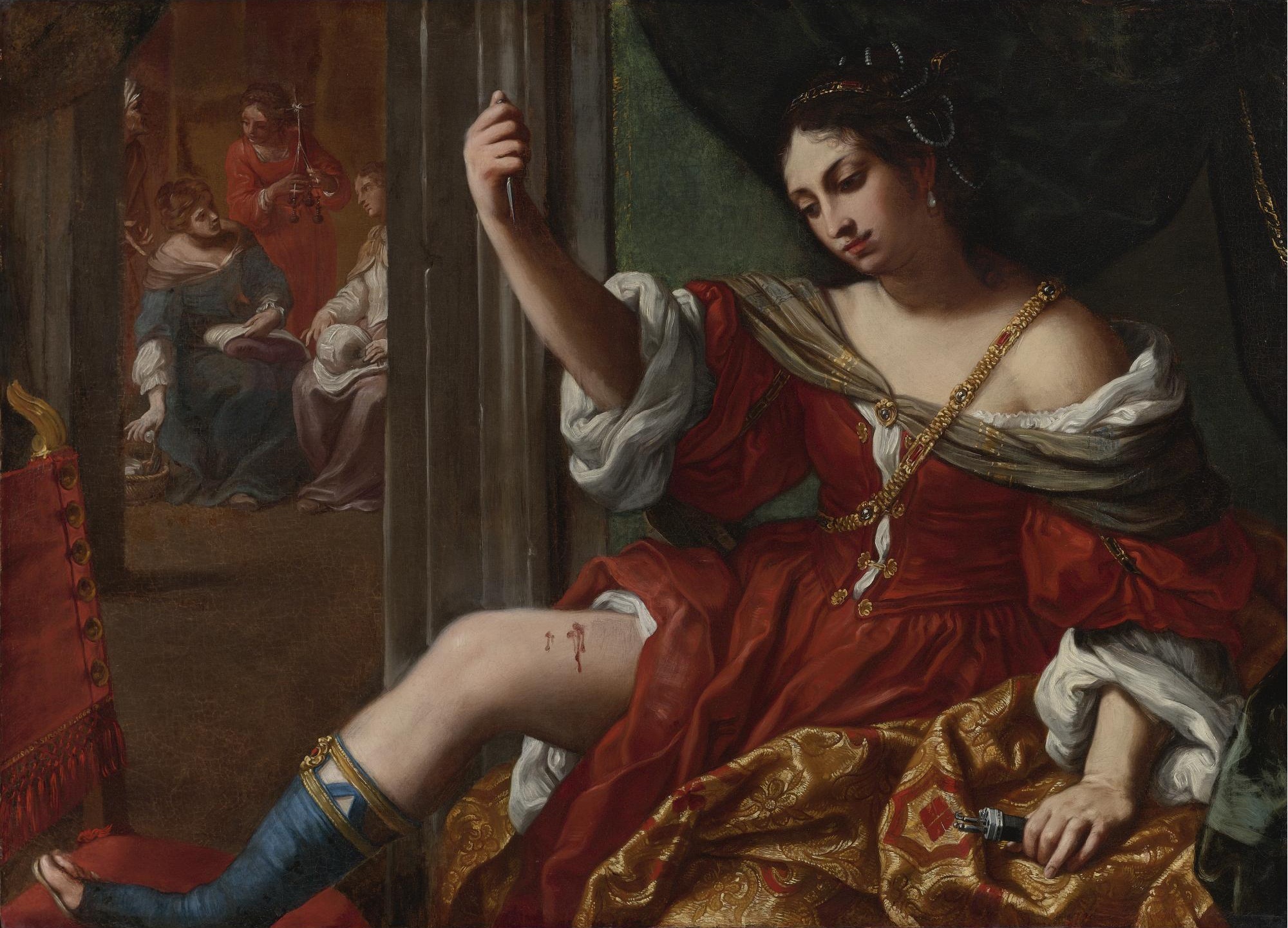 Porcia hiriéndose en el muslo by Elisabetta Sirani - 1664 - 101 x 138 cm Colección privada