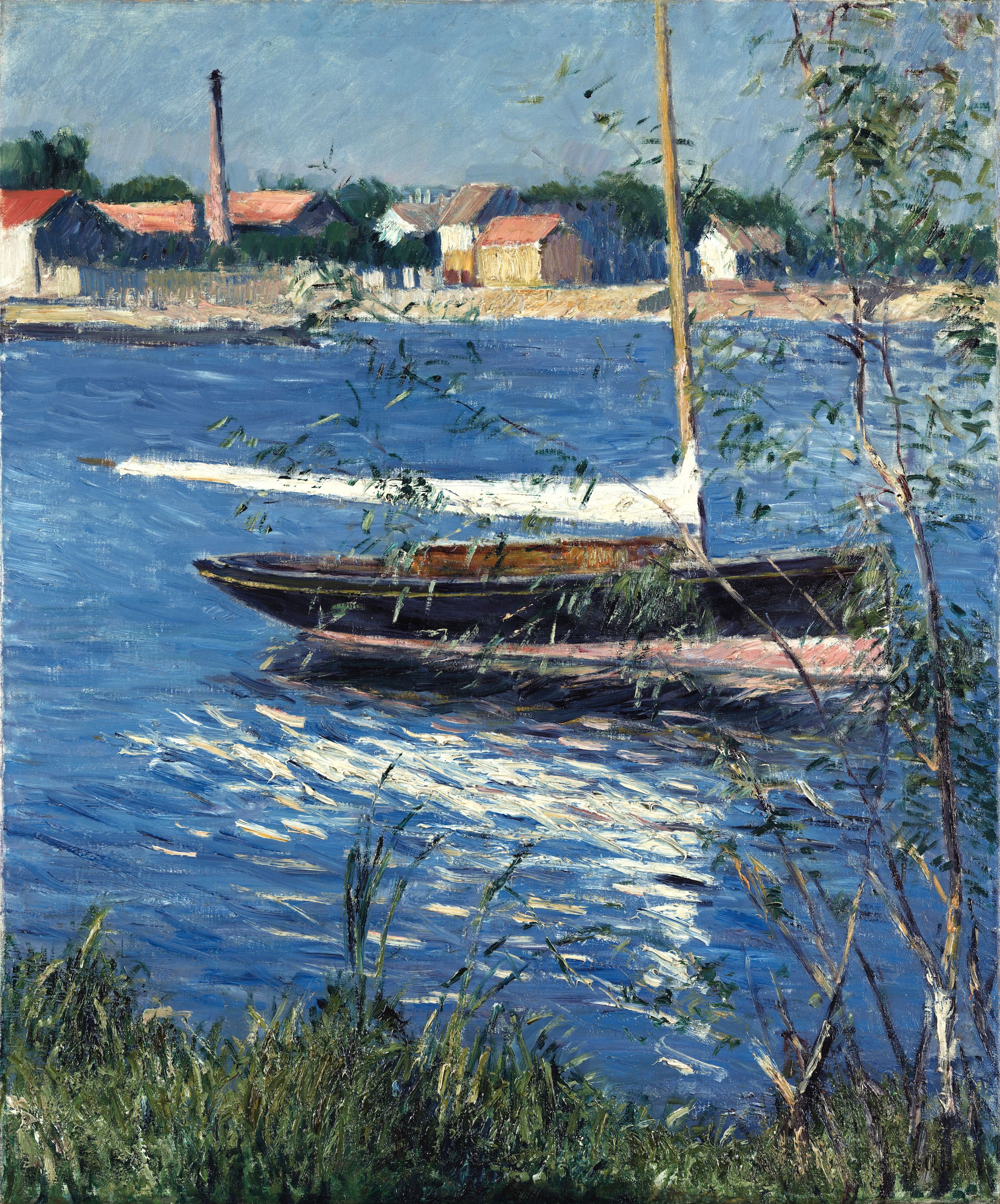 塞纳河上的船 by 古斯塔夫 卡勒波特 - c. 1884 