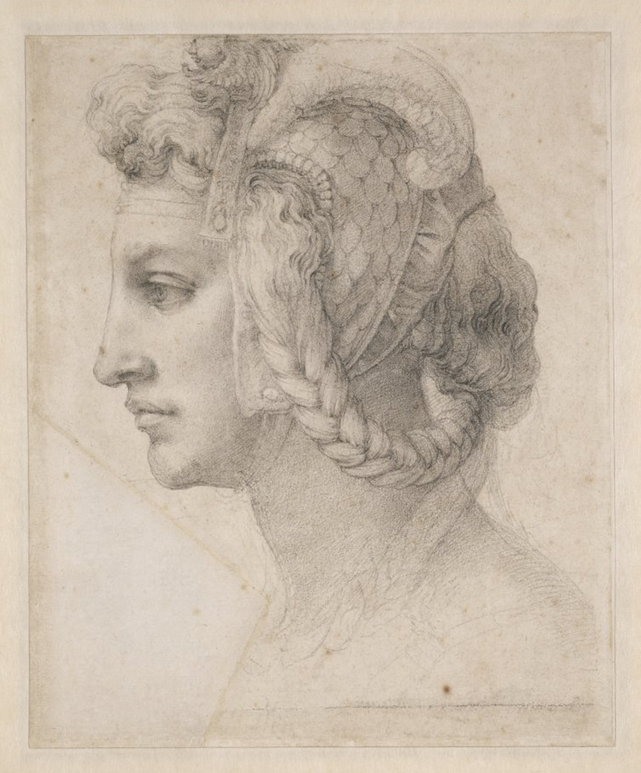 Ideal Head of a Woman by  Michelangelo - 1525/1528 - 280 x 228 mm British Museum