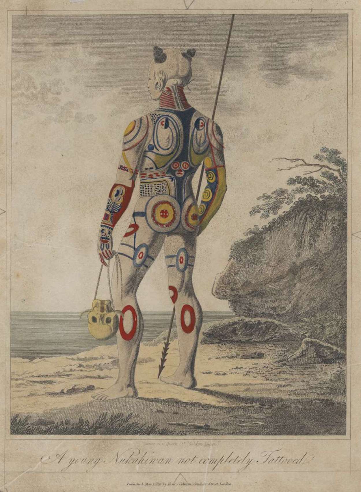Un tânăr Nukahiwan care nu este tatuat în totalitate by John Swaine - 1813 - 26.4 x 20 cm 