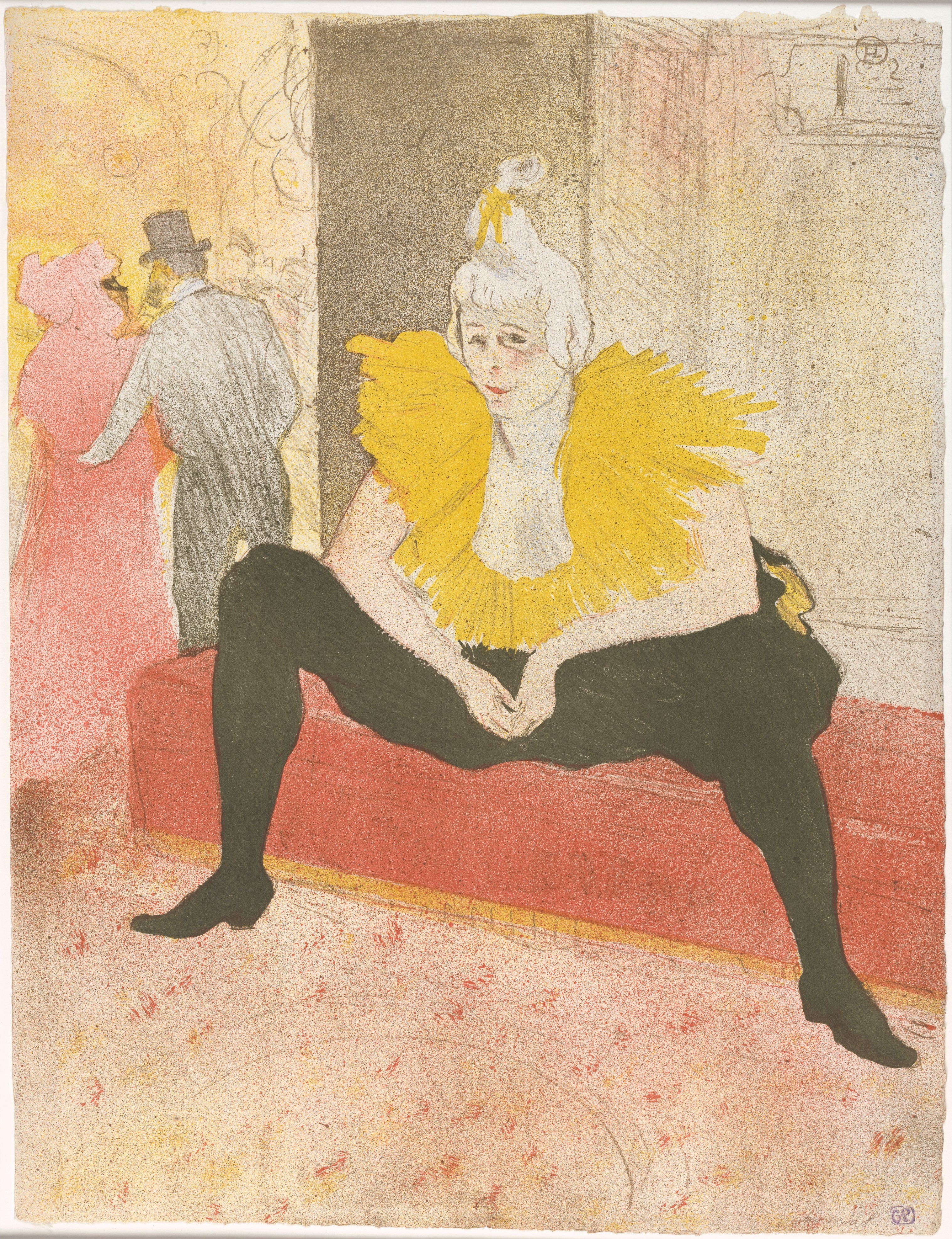 앉아있는 광대 - 마드모아젤 차우카오 (Cha-u-ka-o) by Henri de Toulouse-Lautrec - 1896 