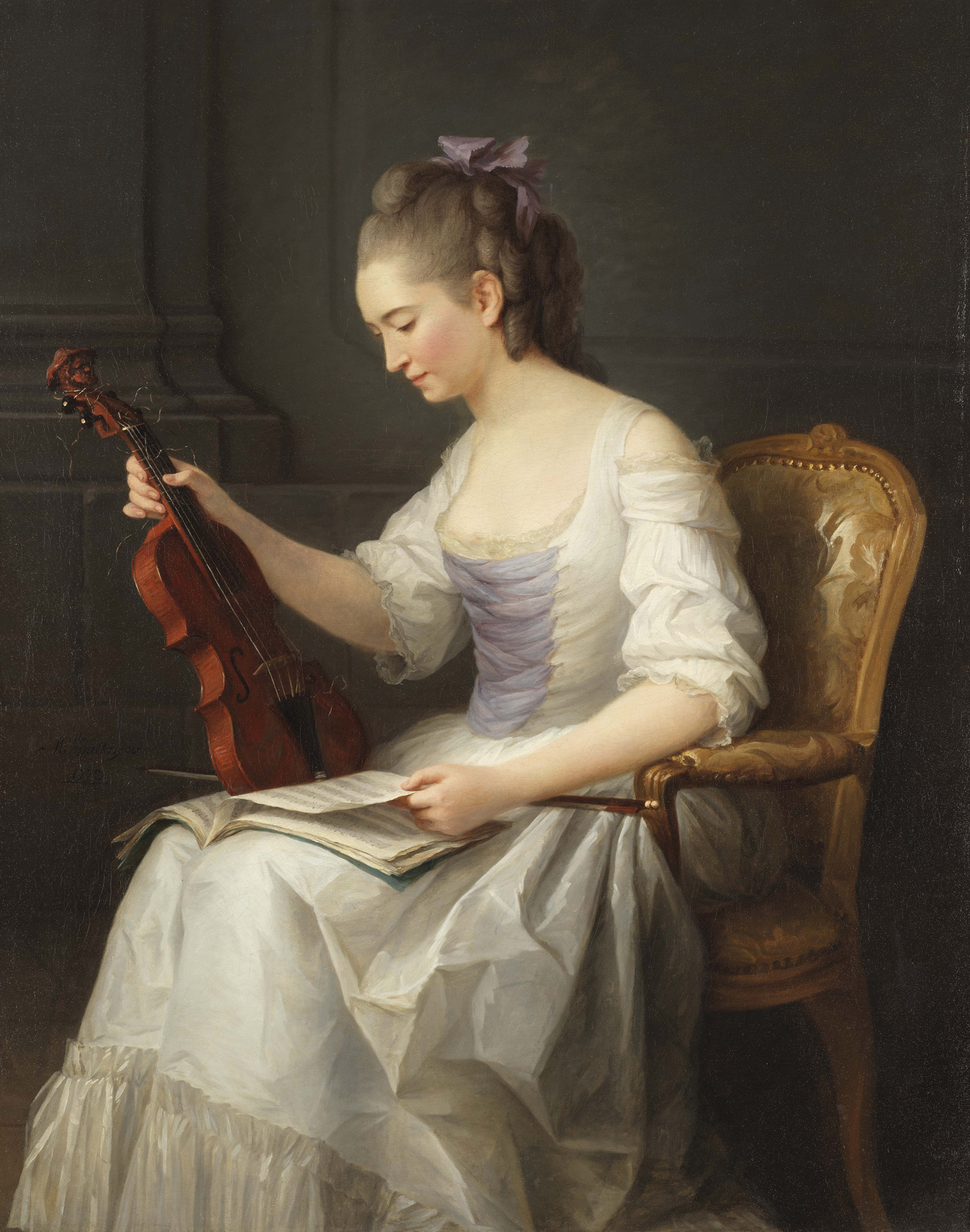 Retrato de una violinista by Anne Vallayer-Coster - 1773 - 116 x 96 cm Museo Nacional de Estocolmo