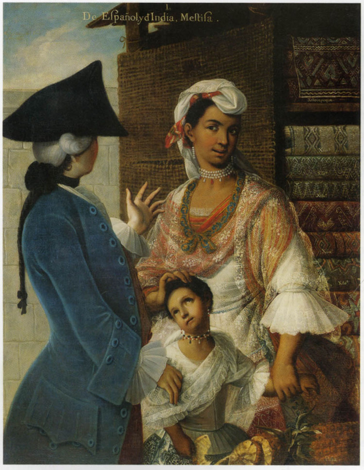 來自西班牙和印度的梅斯蒂扎 by Miguel Mateo Maldonado y Cabrera - 約1763 