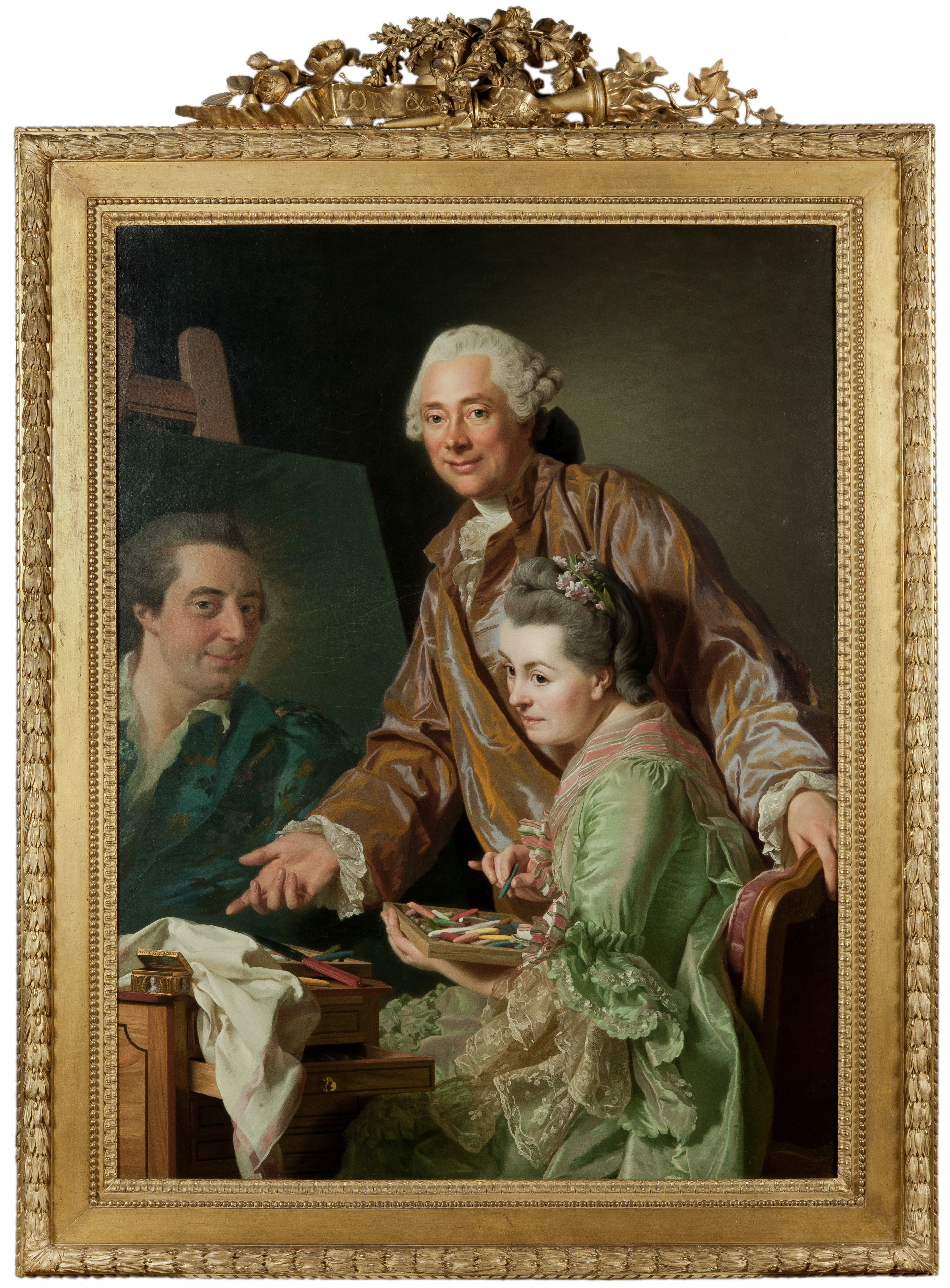 De kunstenaar en zijn vrouw Marie Suzanne Giroust schilderen het portret van Henrik Wilhelm Peill by Alexander Roslin - 1767 - 131 x 98,5 cm 