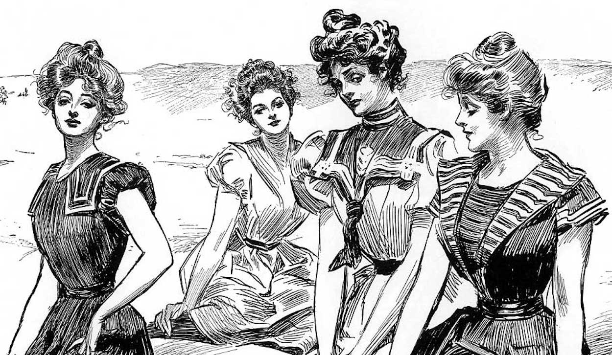 Gibson Girls by Charles Dana Gibson - original drawing dated 1898 private collection
