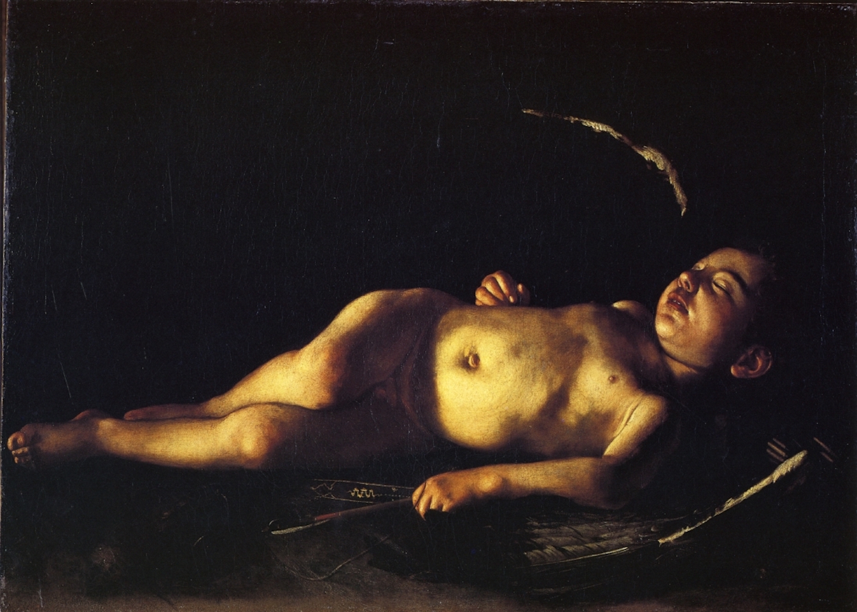 Sleeping Cupid by  Caravaggio - 1608 - 72 × 105 cm Palazzo Pitti