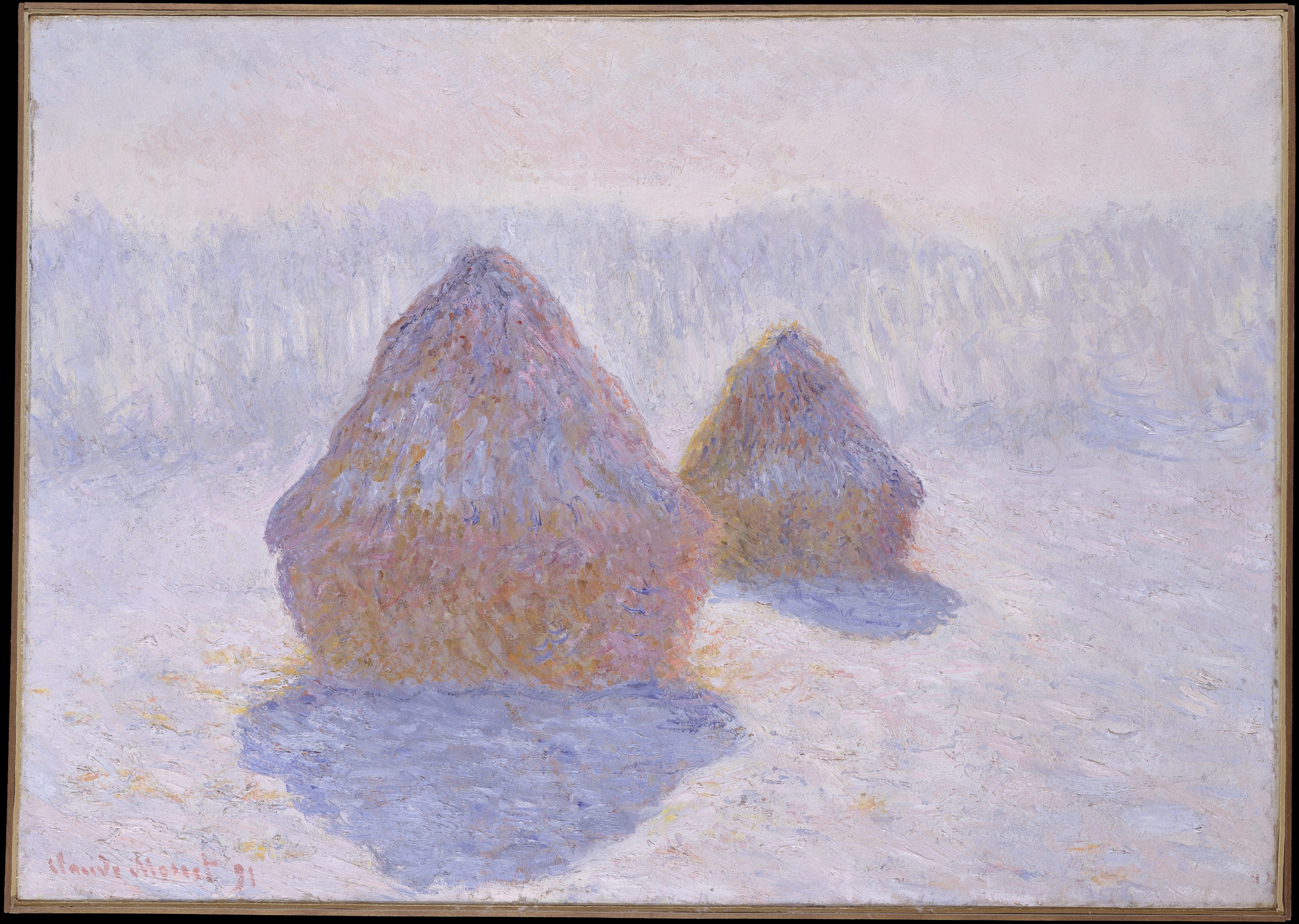 積み藁（雪と日光の効果） by Claude Monet - 1891年 - 65.4 x 92.1 cm 