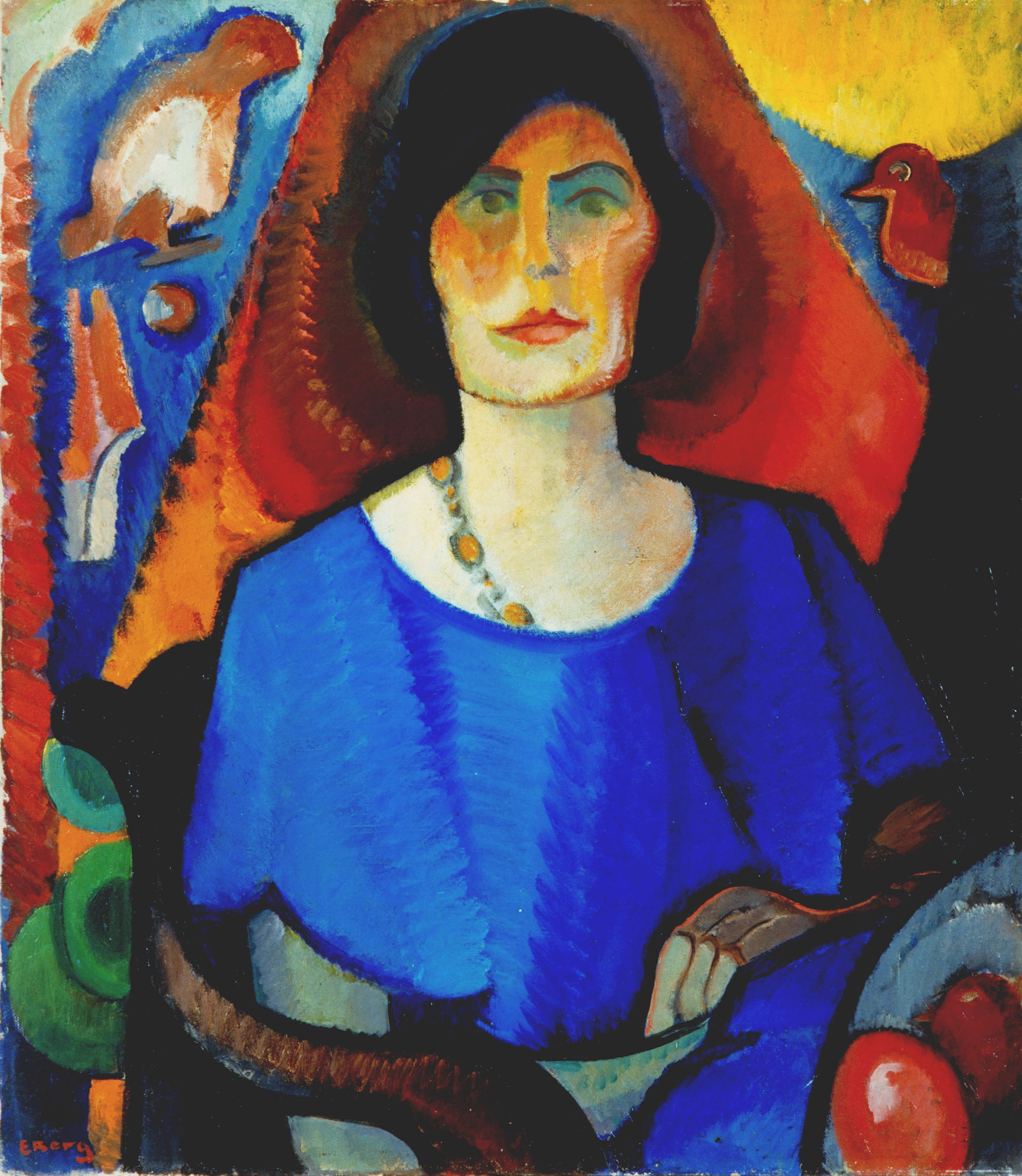 Self-portrait with Blue Dress by Else Berg - 1917 Jewish Historical Museum