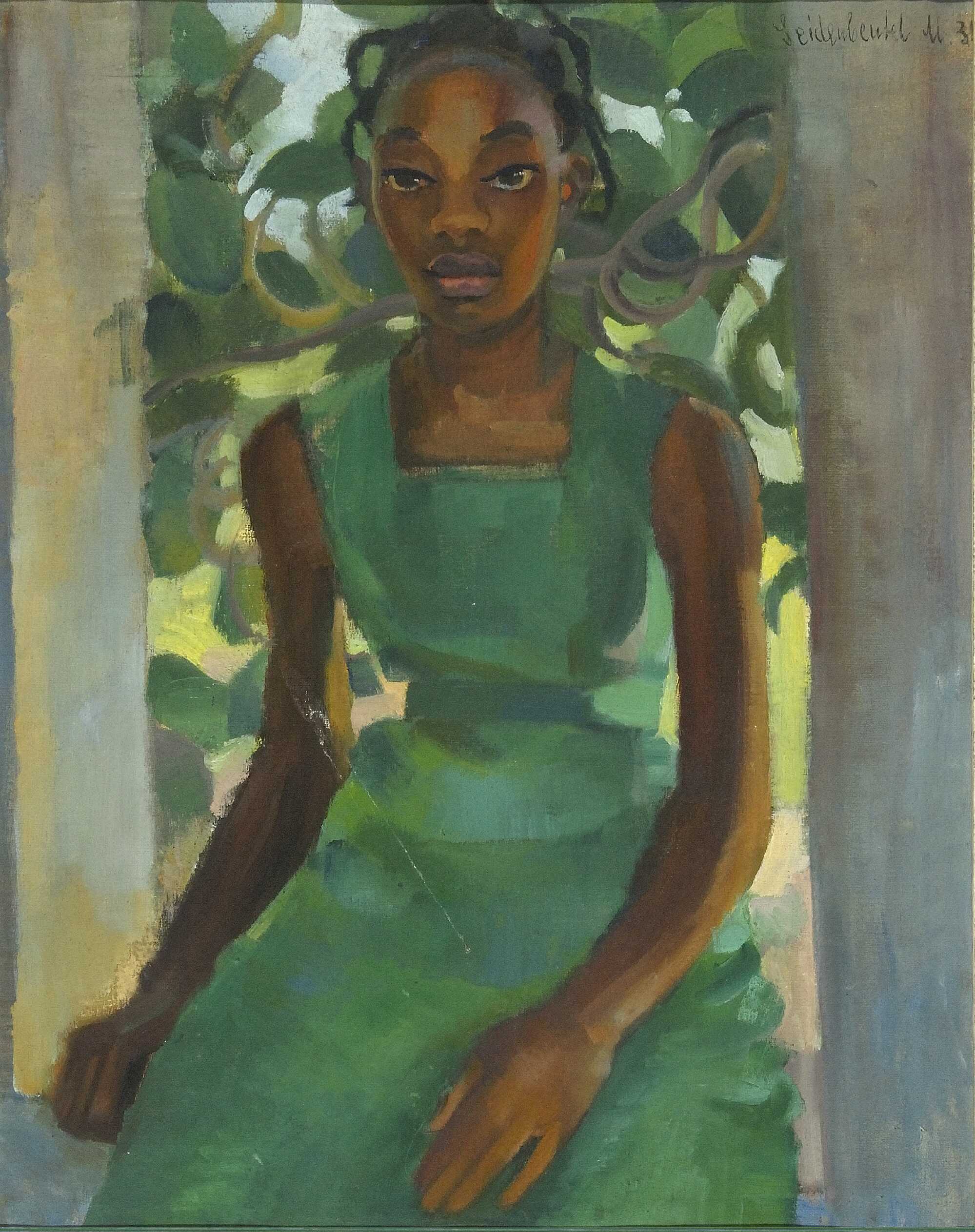 Niña con un vestido verde by Menasze Seidenbeutel - 1931 - 60 x 40 cm Jewish Historical Institute