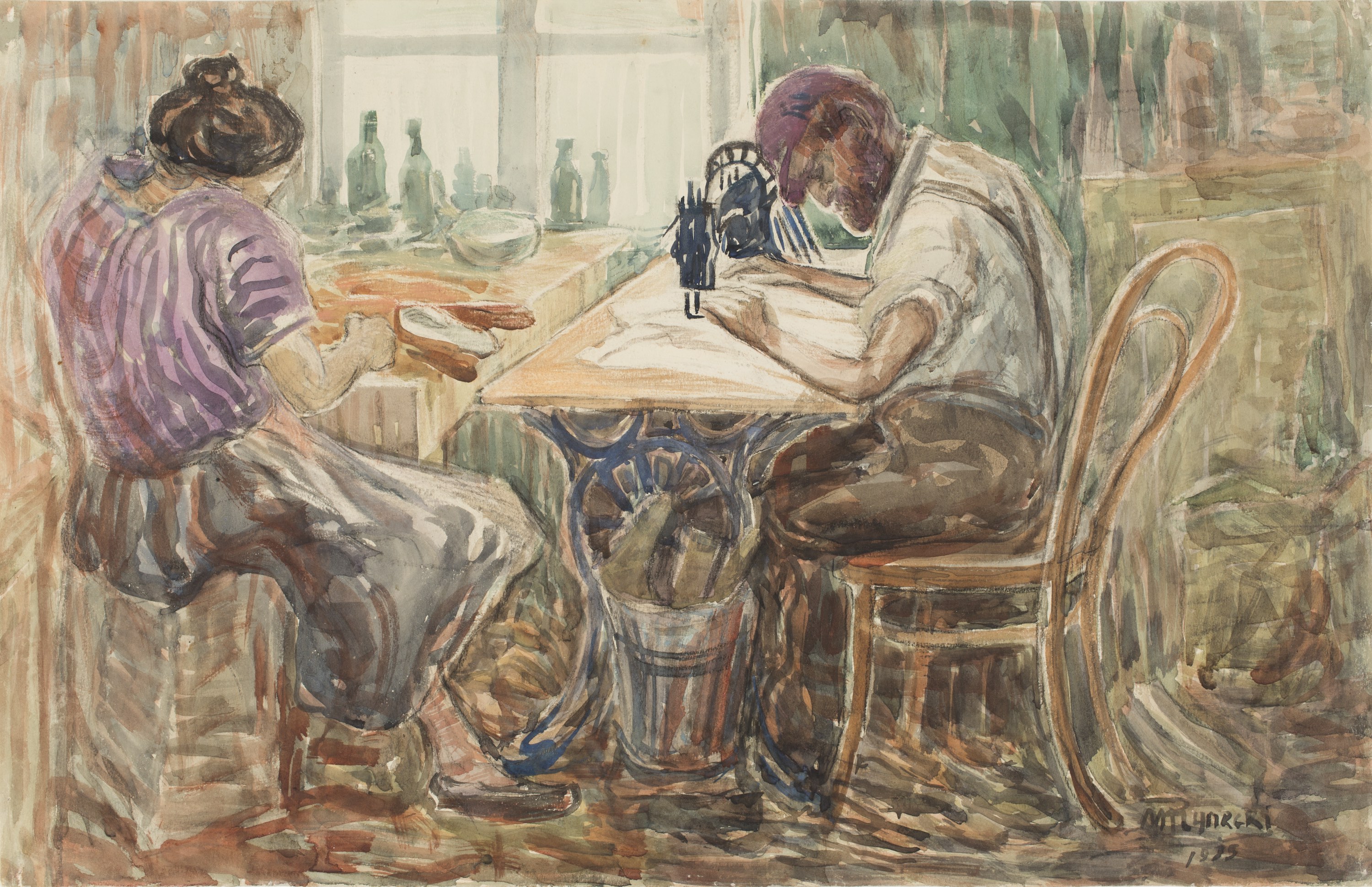 仕事中の仕立て屋 by Mojżesz Rynecki - 1935年 - 32.5 x 50.5 cm 