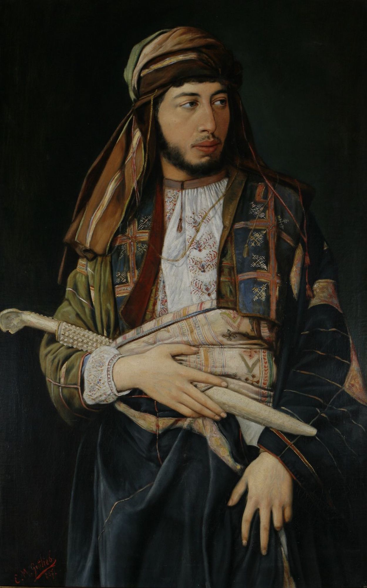 Zelfportret in Bedoeïnen kleding by Maurycy Gottlieb - 1887 - 110.3 x 70.4 cm 