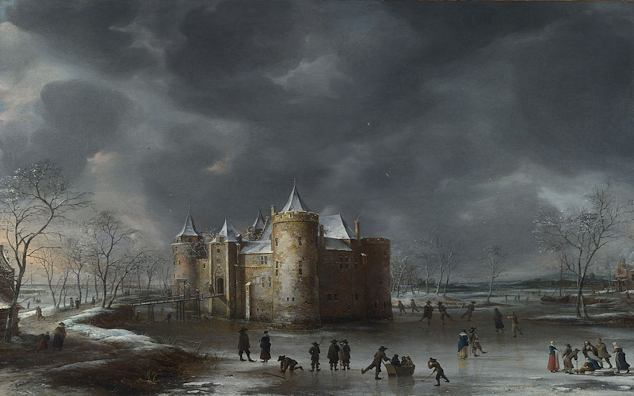 Il castello di Muiden in inverno by Jan Beerstraaten - 1658 - 96.5 x 129.5 cm 