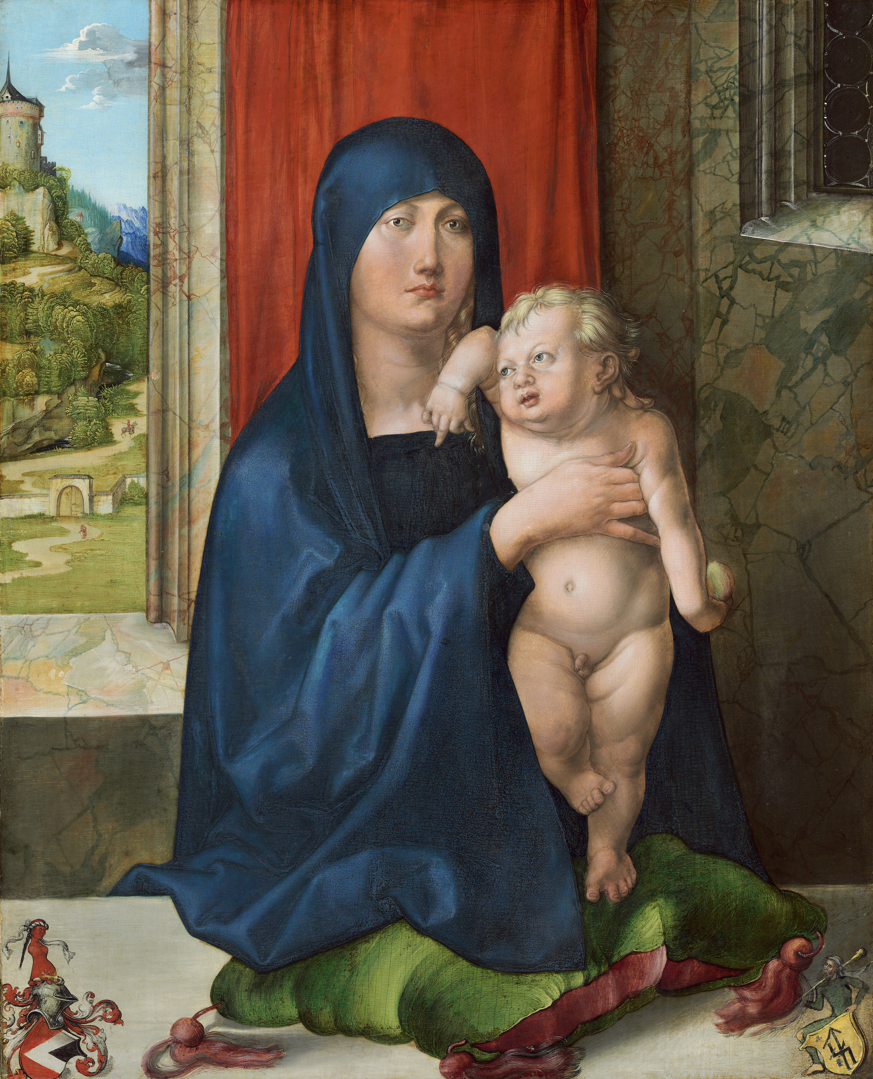 聖母子（表面） by Albrecht Dürer - ​1496-99年頃 - 20 5/8 × 16 5/8 インチ 