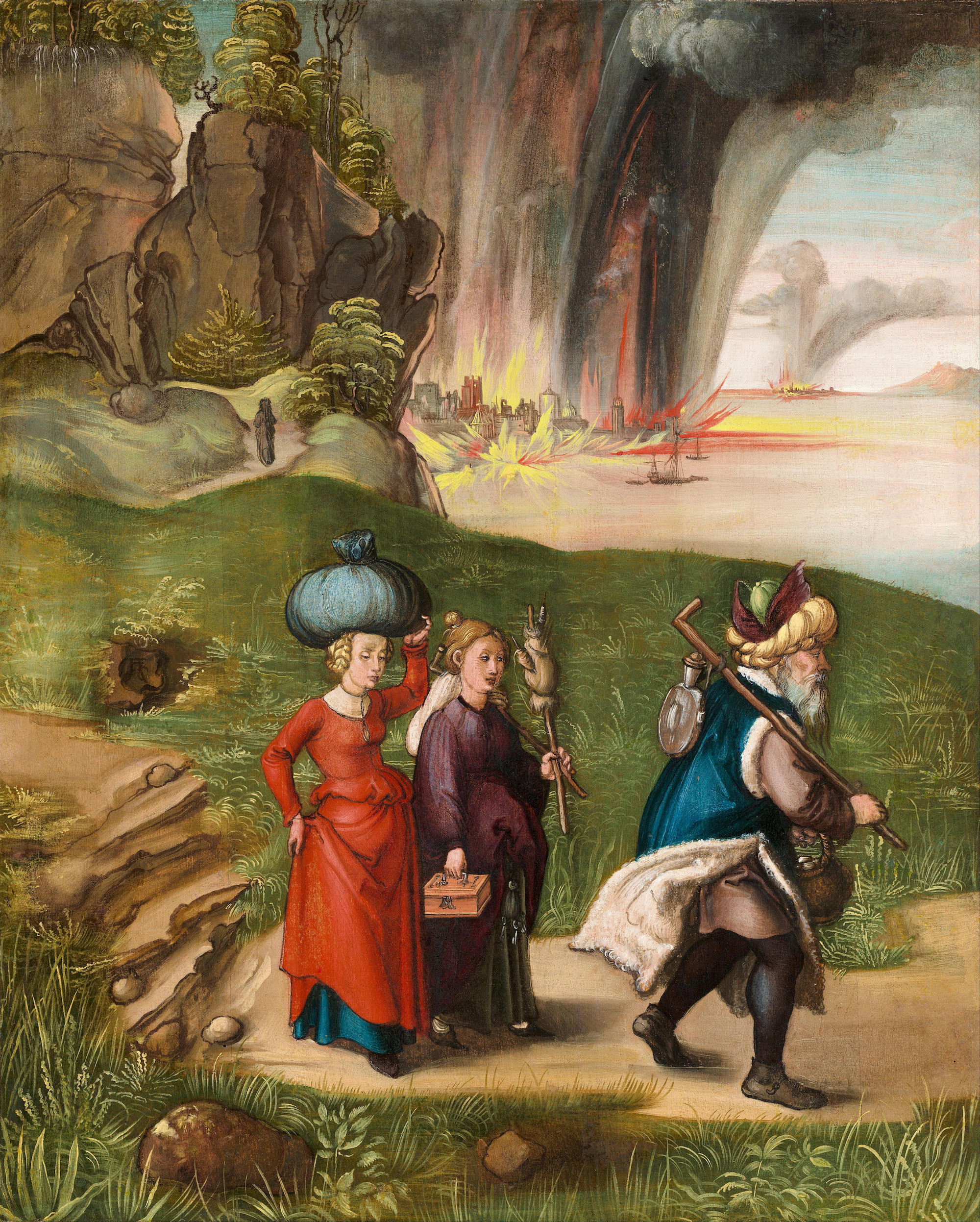 ​​Lot i jego córki (rewers) by Albrecht Dürer - ok. 1496-1499 r. - 20 5/8 × 16 5/8 cali 