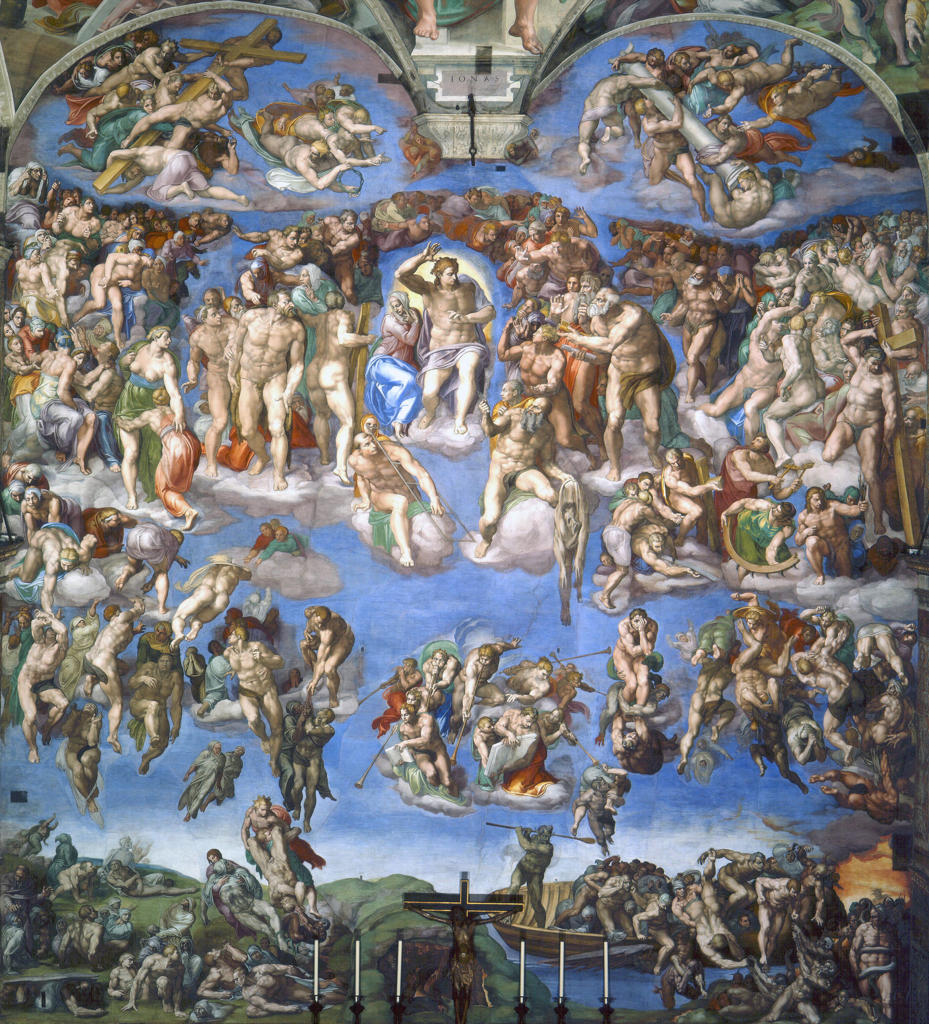 Last Judgement by  Michelangelo - 1536–1541 - 13.7 m × 12 m Musei Vaticani