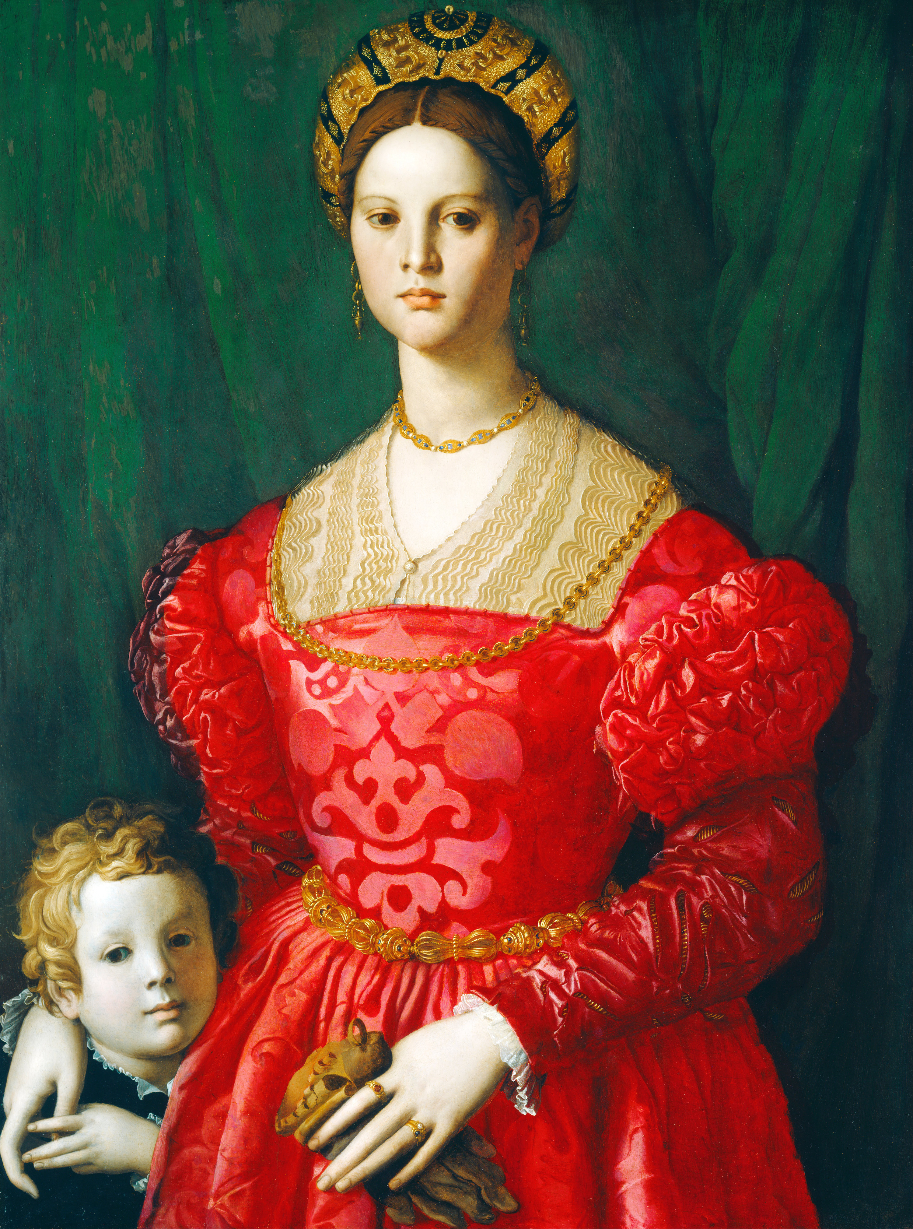 امرأة شابة و ابنها الصغير by Agnolo Bronzino - c. 1540 - 76 x 99.5 cm 