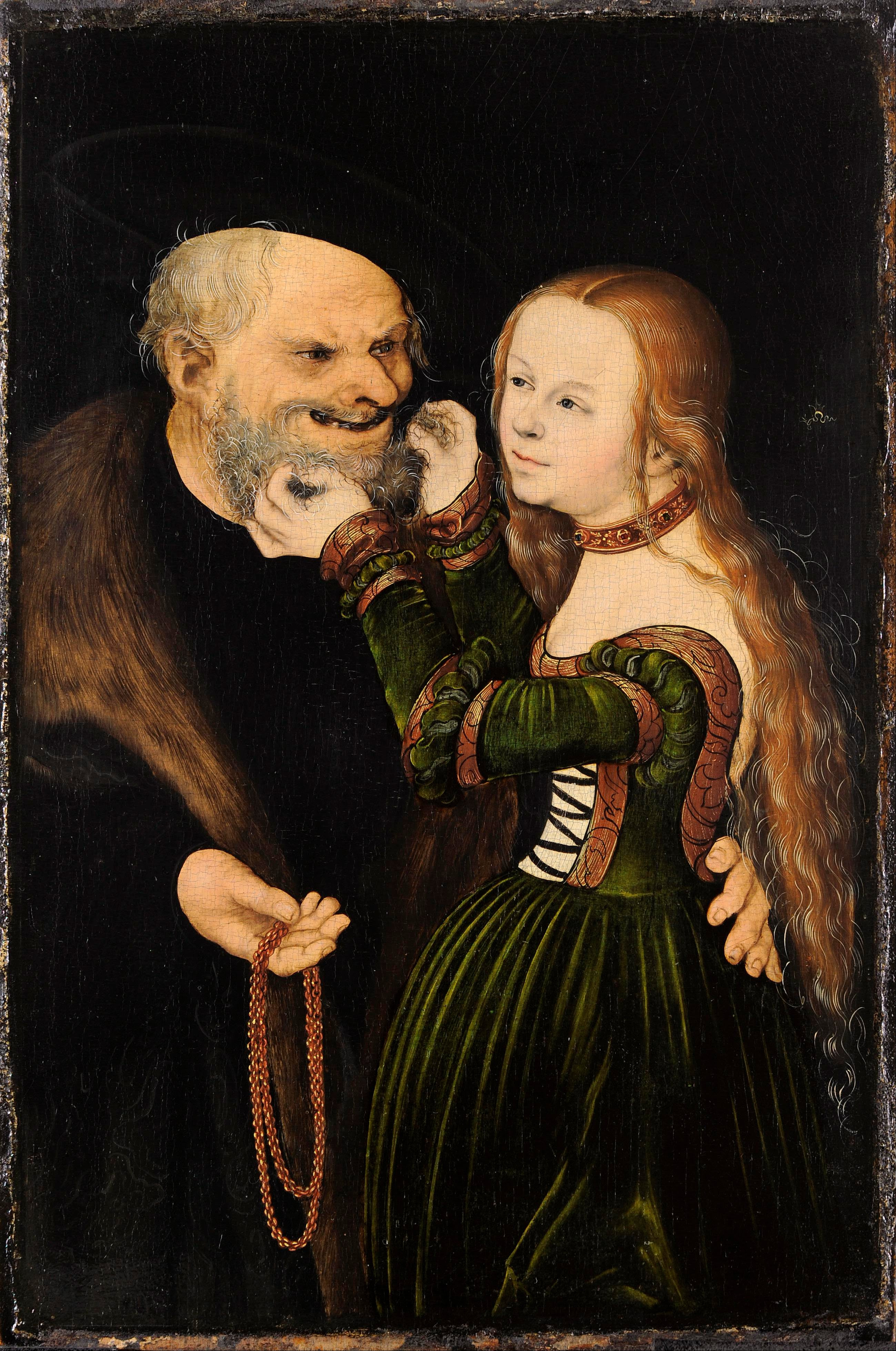 Le Couple Inégal (Vieil Homme Amoureux) by Lucas Cranach l'aîné - environ 1530 - 25,7 x 38,8 cm 