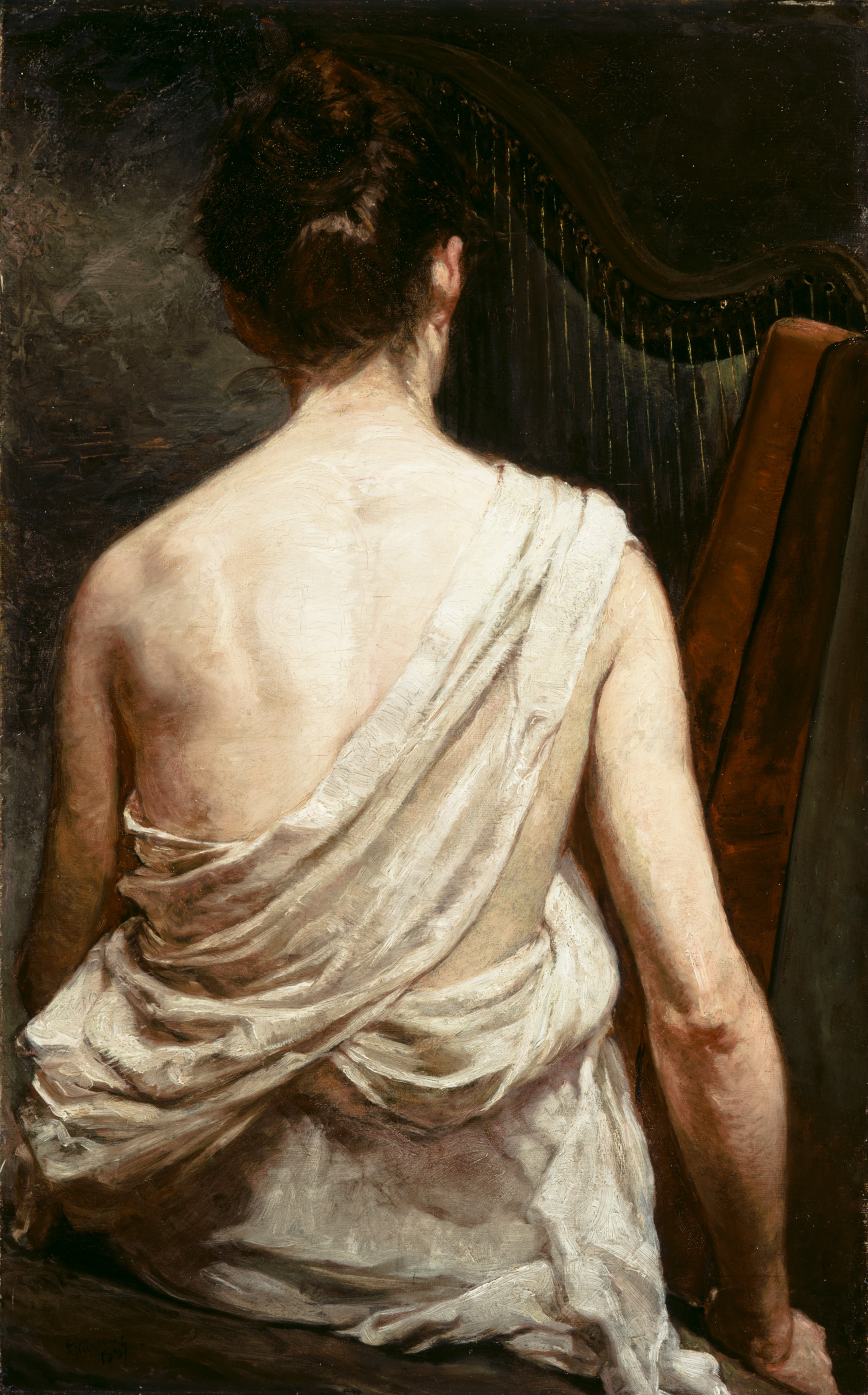 زن چنگ نواز by Elizabeth Nourse - 1887 