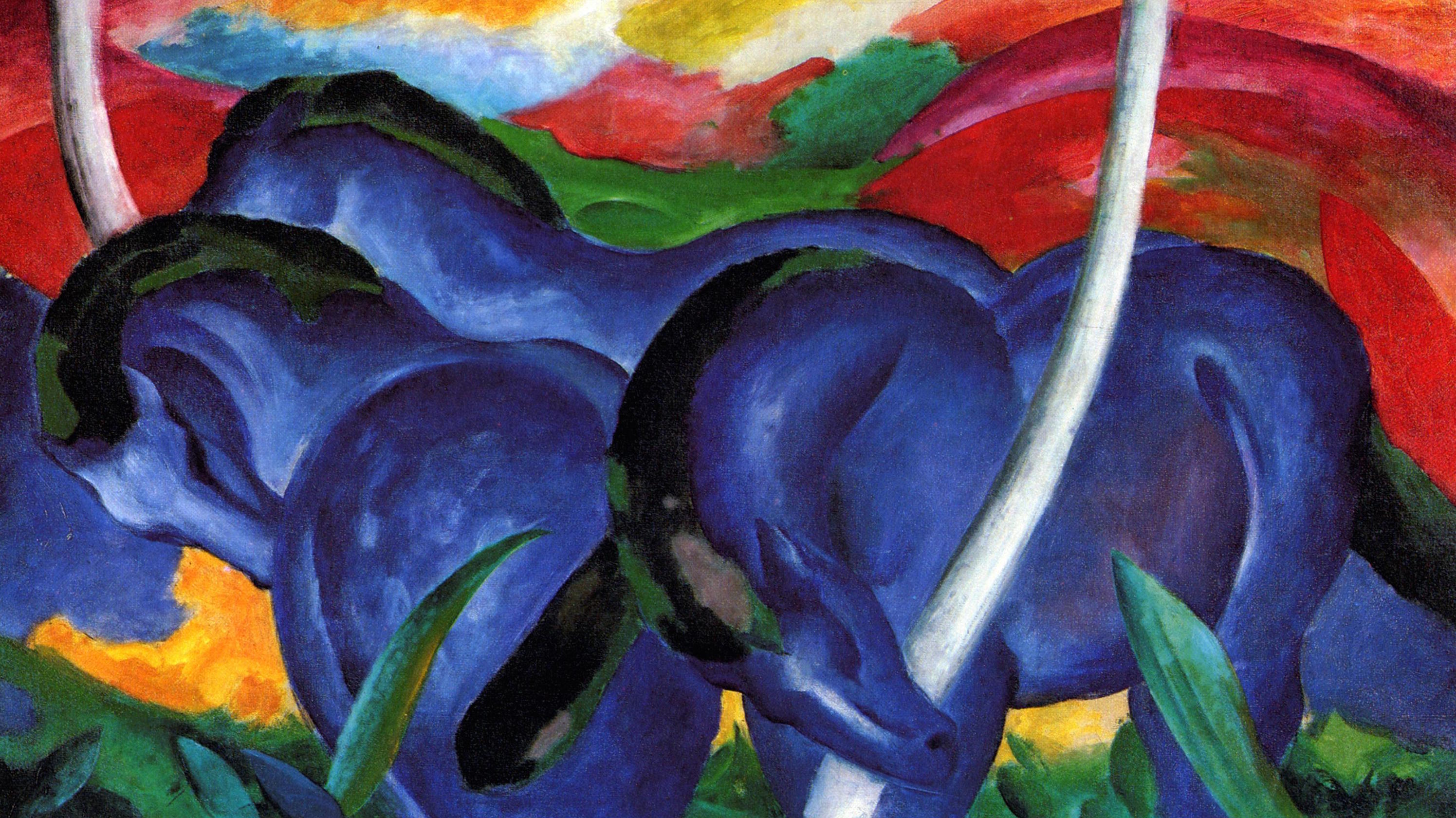 Grandes caballos azules by Franz Marc - 1911 - 41.625 x 71.3125 pulgadas Walker Art Center
