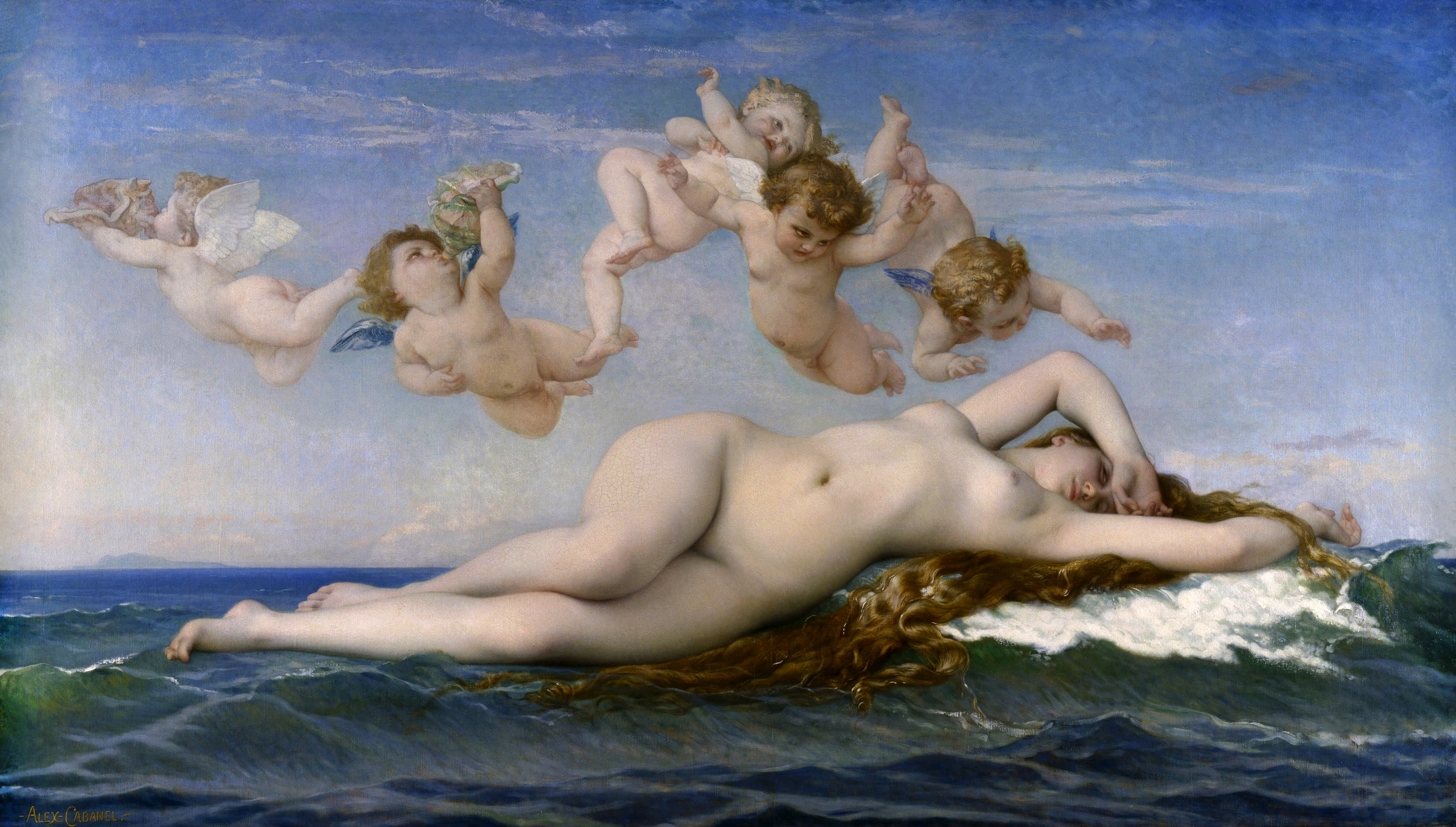The Birth of Venus (वीनस का जन्म) by Alexandre Cabanel - १८६३  - १३० x  २२५ cm  