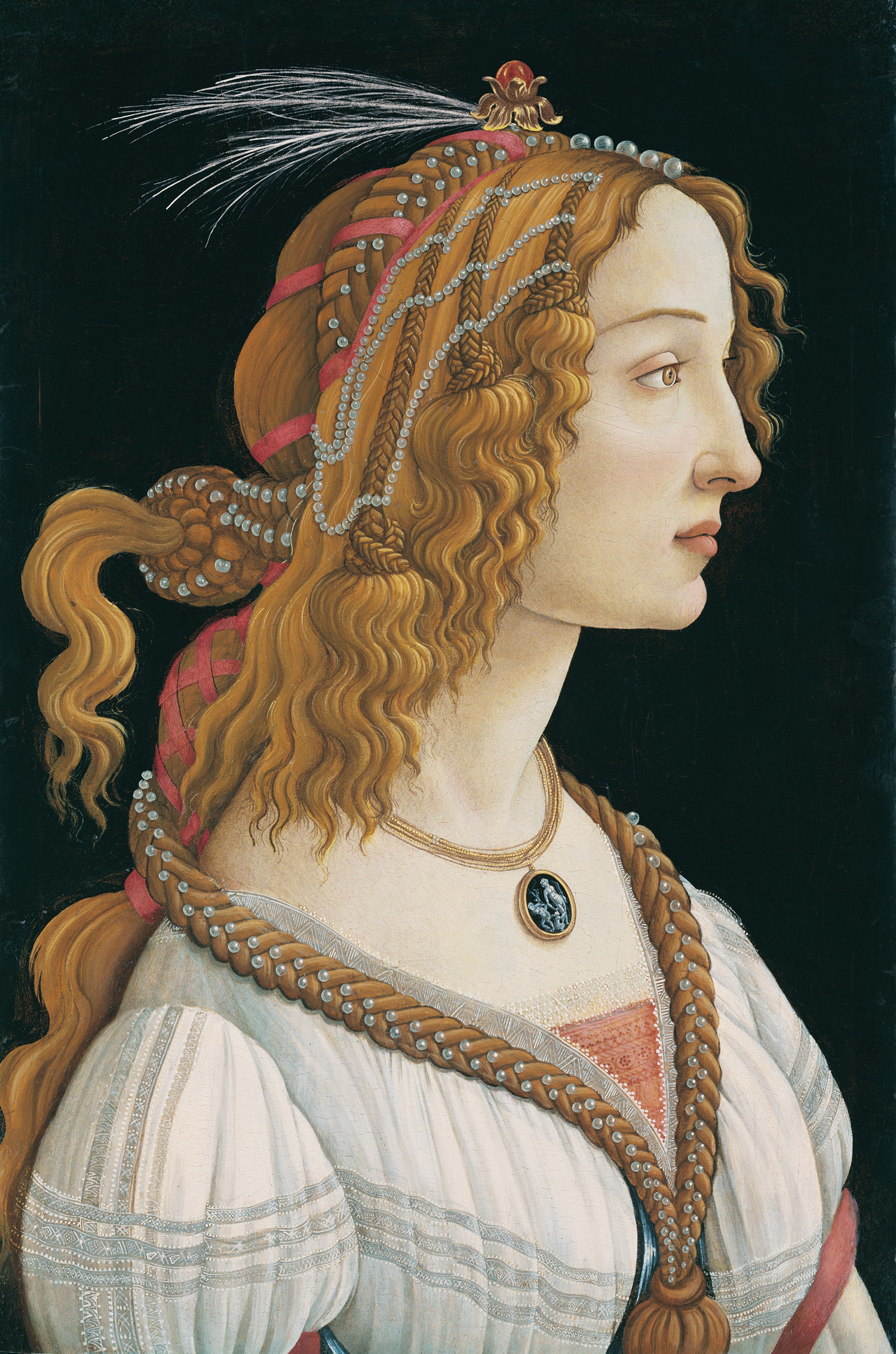 Egy hölgy idealizált portréja (Simonetta Vespucci portréja nimfaként) by Sandro Botticelli - 1480 körül - 81,8 × 54 cm 