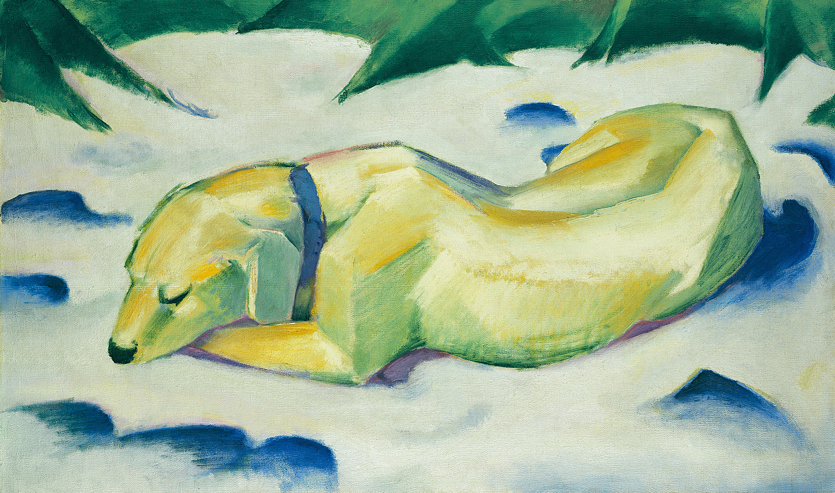 Dog Lying in the Snow by Franz Marc - ca. 1911 - 62.5 × 105 cm Städel Museum