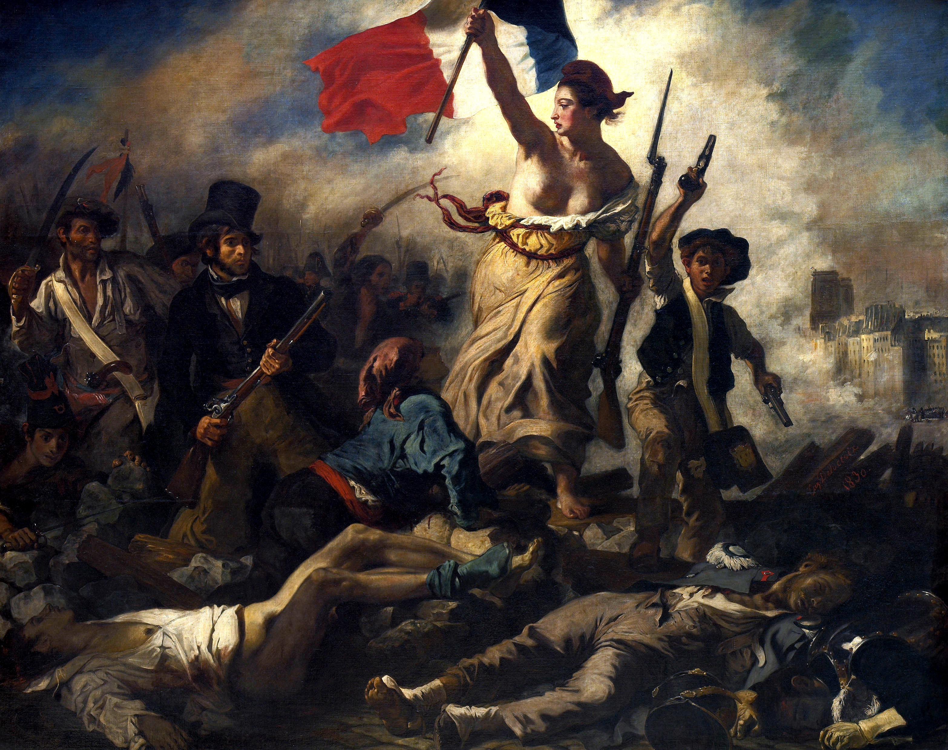 De Vrijheid voert het het volk aan by Eugène Delacroix - 1830 - 260 x 325 cm 