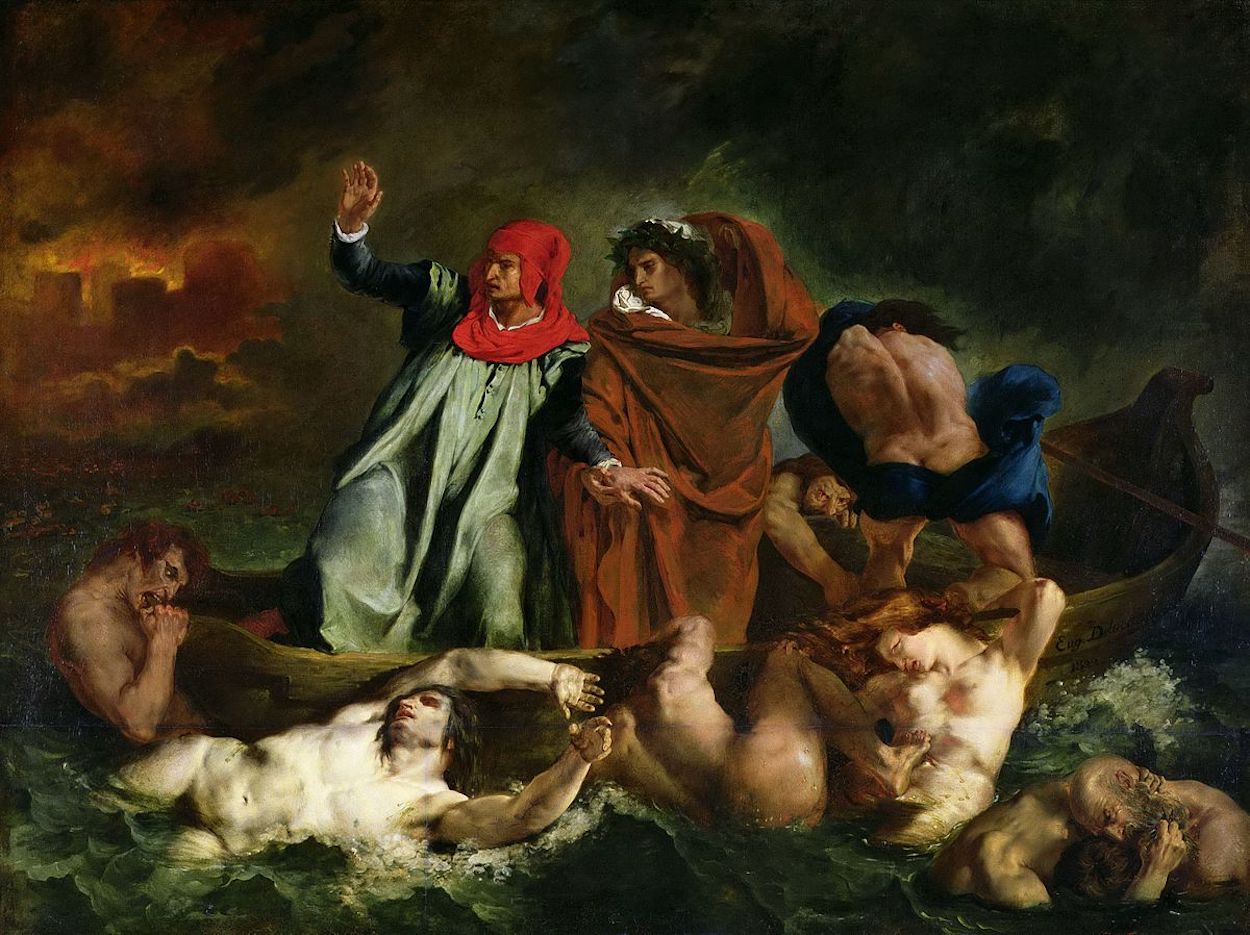 但丁和維吉爾共度冥河(又譯:但丁的渡舟) by Eugène Delacroix - 1822年 - 1.89 x 2.41 公尺 