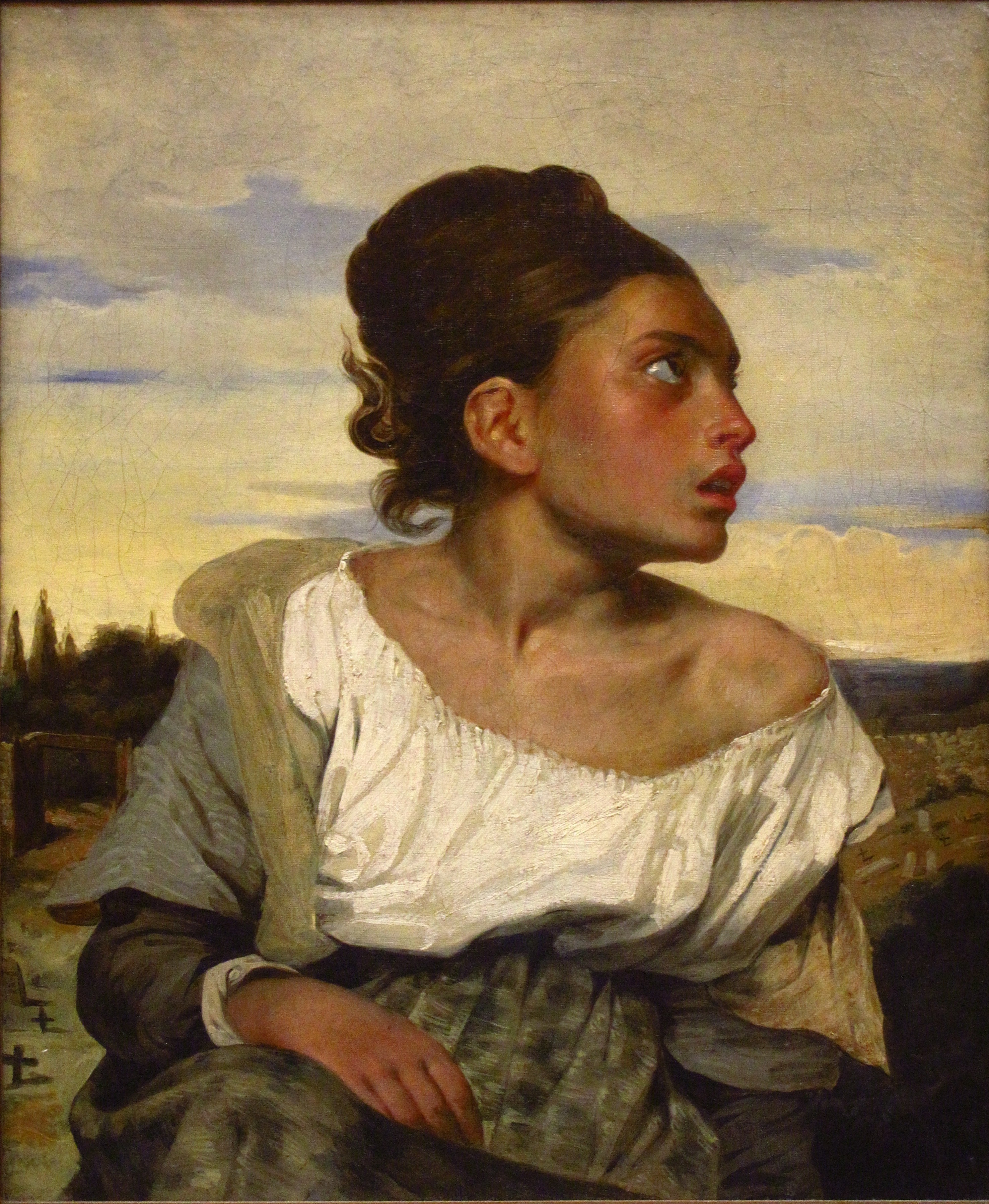 公墓中的年轻孤女 by 尤金 德拉克洛瓦 - 1824 