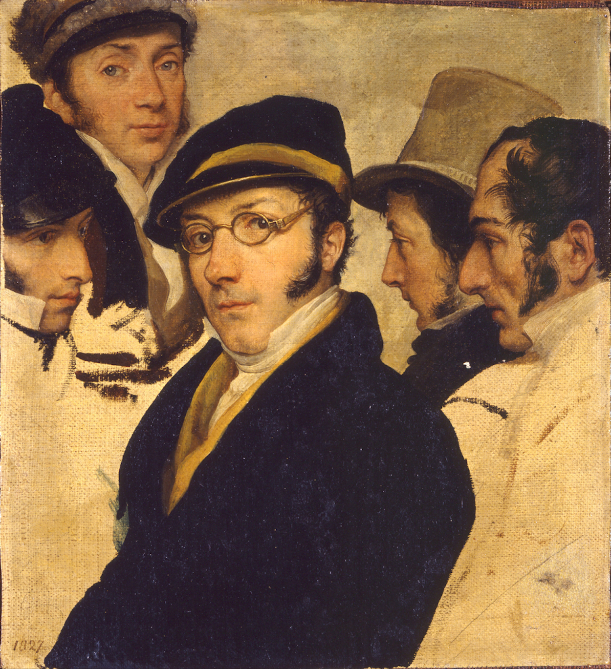 Автопортрет у колі друзів by Francesco Hayez - 1824-27 роки - 29.5 х 32.5 см 