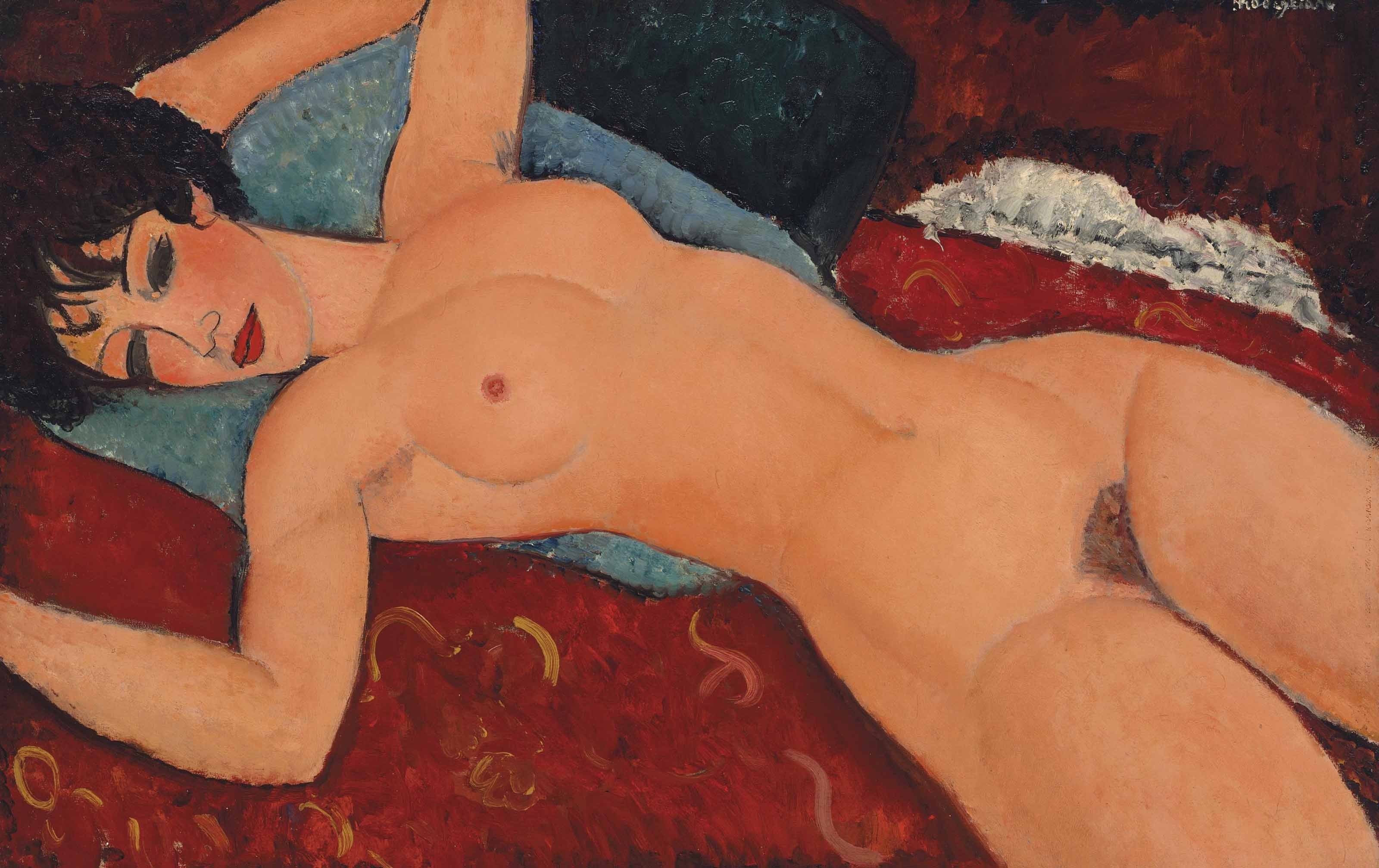 Nu couché (Красная обнаженная) by Амедео Модильяни - 1917-1918 - 59.9 x 92 см 
