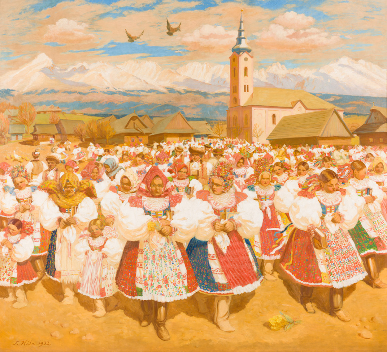 教会から出てきた人々 by Jan Hála - 1932 - 220 x 200 cm 