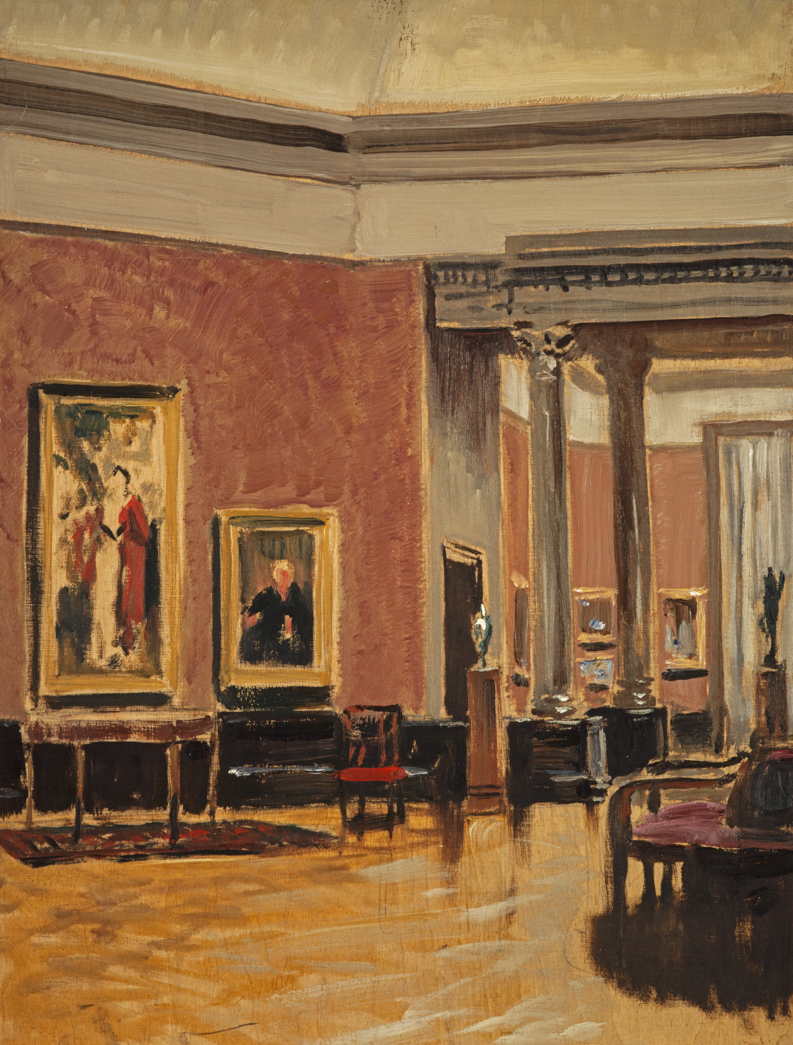O Interior da Galeria Nacional da Escócia by Stanley Cursiter - cerca 1938 - 40.5 x 30.5 cm 