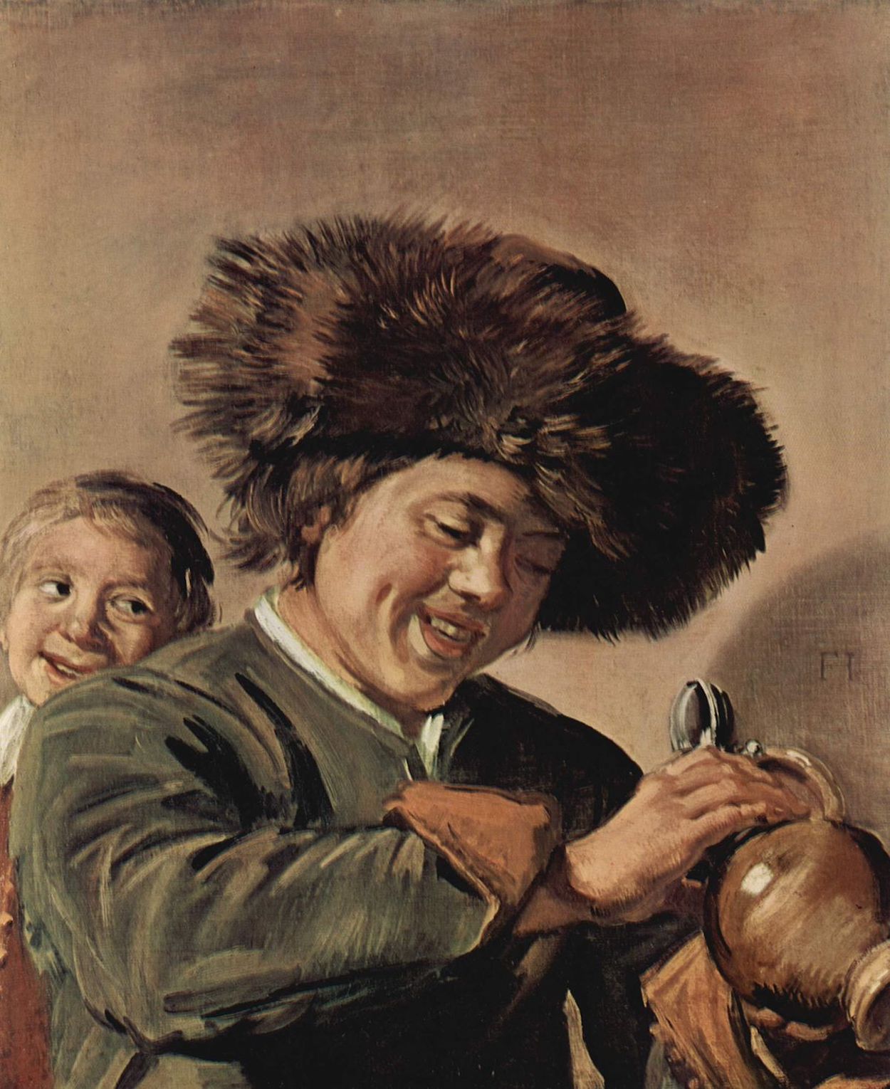 ビールのジョッキを持つ2人の笑う男の子 by Frans Hals - 1626年 - 68 × 56.5 cm 