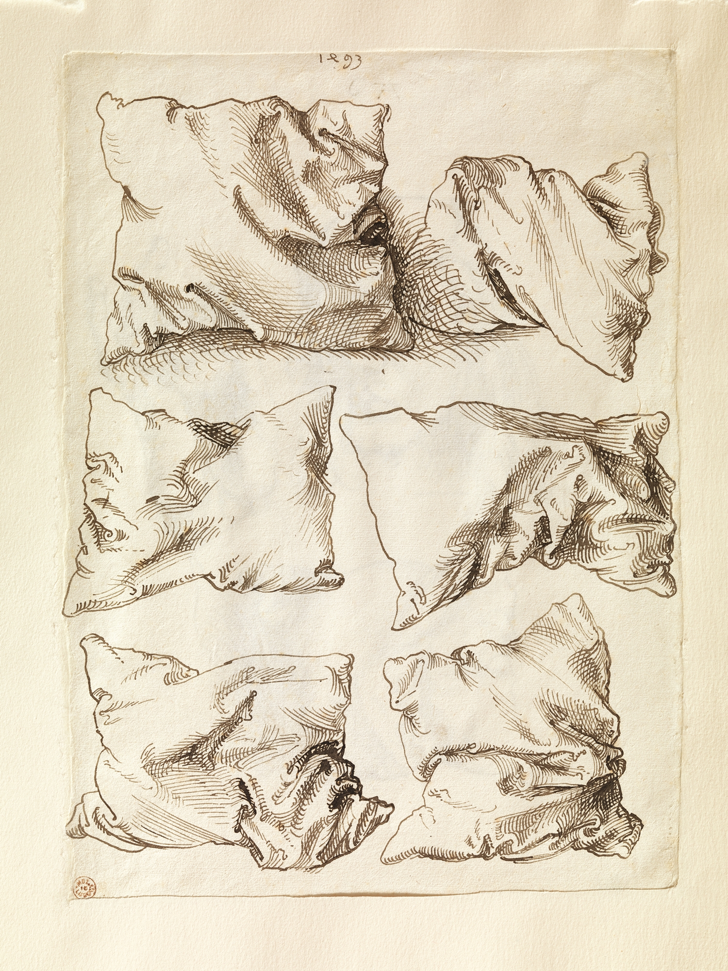 Seis estudios de almohadas by Albrecht Dürer - 1493 - 27.8 x 20.2 cm Museo Metropolitano de Arte