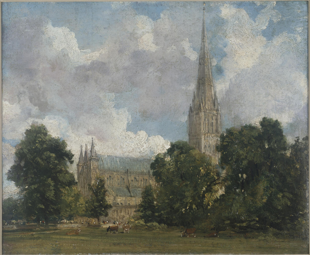 남서쪽에서 본 Salisbury 성당 (Salisbury Cathedral from the south-west) by John Constable - c. 1820 - 25 x 30 cm 