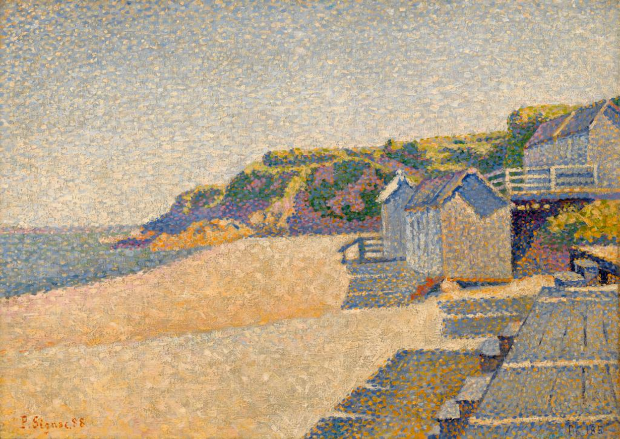 Portrieux, The Bathing Cabins, Opus 185 (Beach of the Countess) by Paul Signac - 1888 - 13 1/8 x 18 1/4 inches Nelson-Atkins Museum of Art