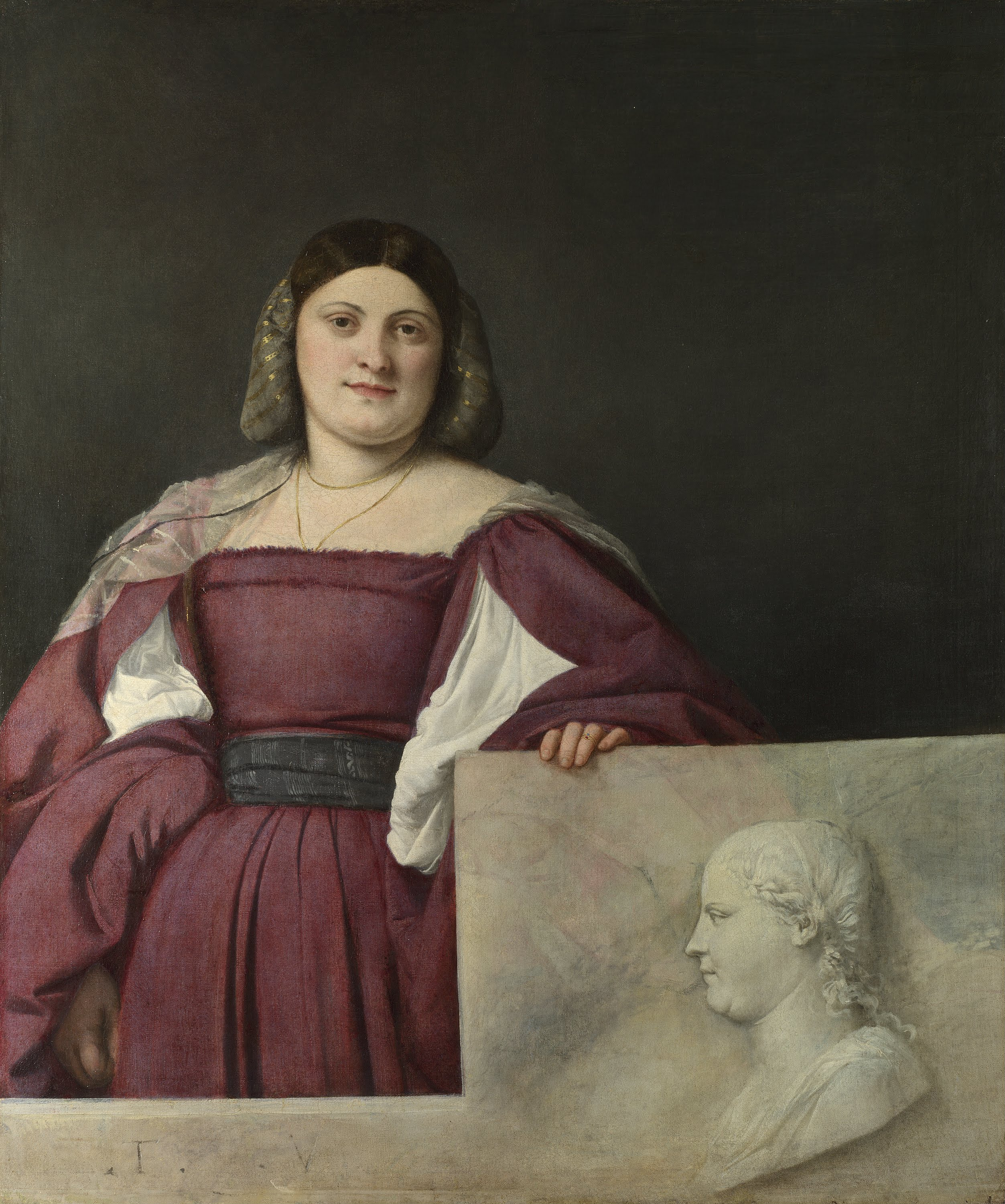 여성의 초상화 ('스키아보나') by  Titian - 약 1510-12년 사이   - 119.4 x 96.5 cm 
