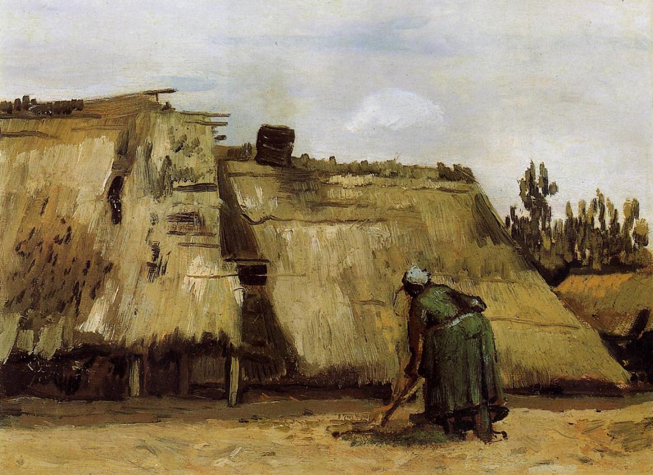 زن دهقان مشغول کار by ونسان ون گوگ - ۱۸۸۵ - 31.3 x 42 cm 