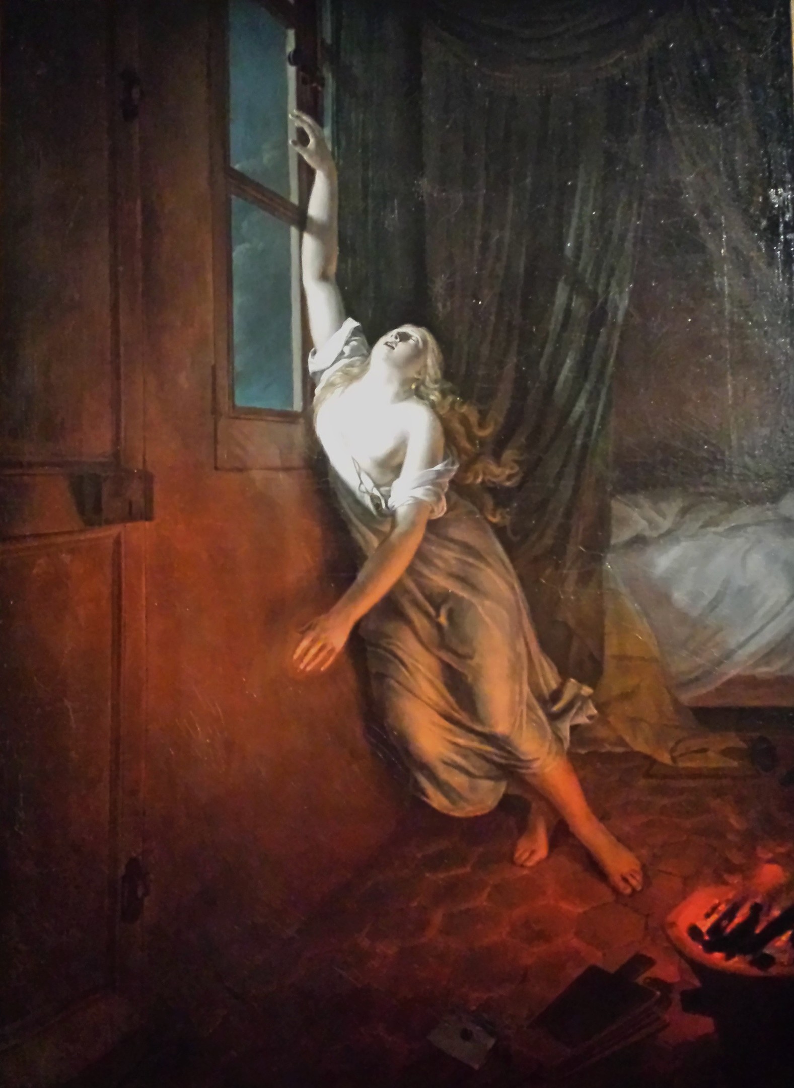 زنی درحال خفه شدن by Charles Porphyre Alexandre Desains - ۱۸۲۲ - ۱۳۴.۵  × ۹۹ سانتی‌متر  