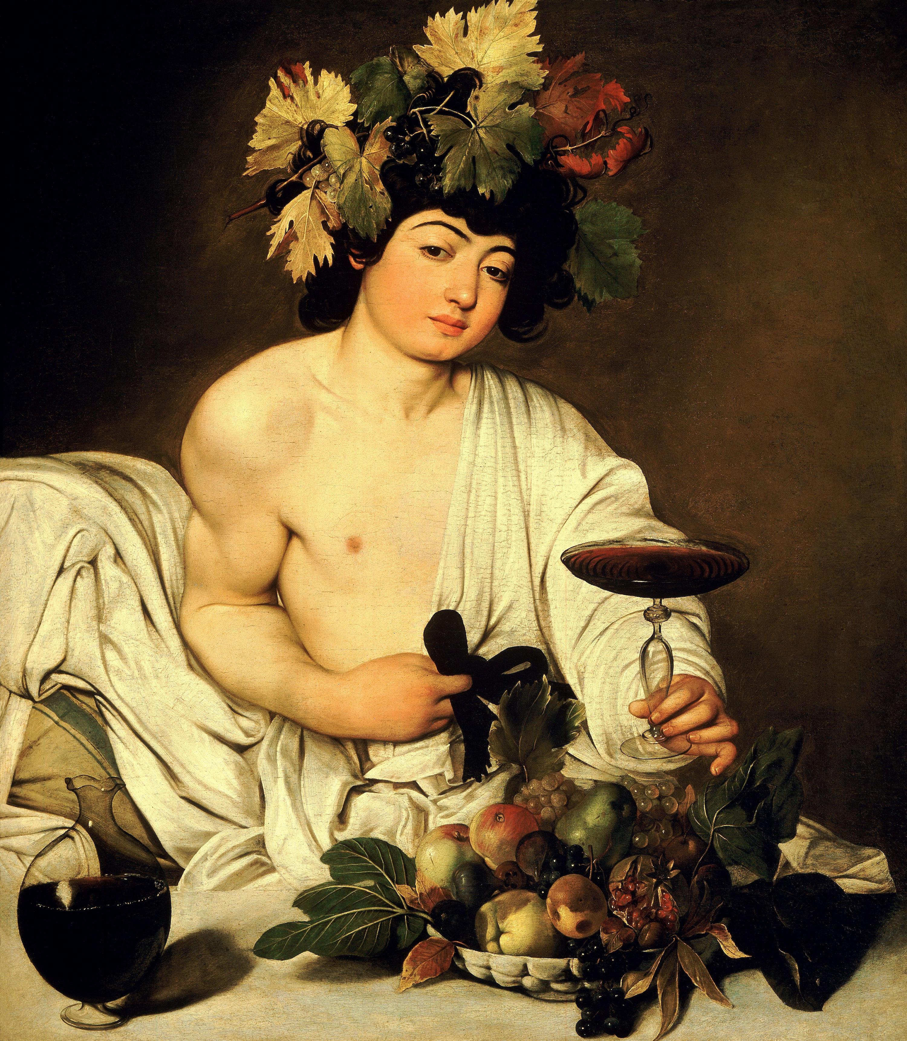 酒神巴克斯 by 米開朗基羅·梅里西·達· 卡拉瓦喬 - c. 1596 - 95 × 85 cm 