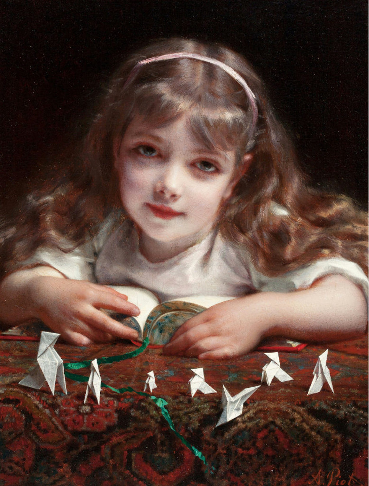 折り紙の夢 by Adolphe Piot - 1850-1910年 - 52 x 39,5 cm 