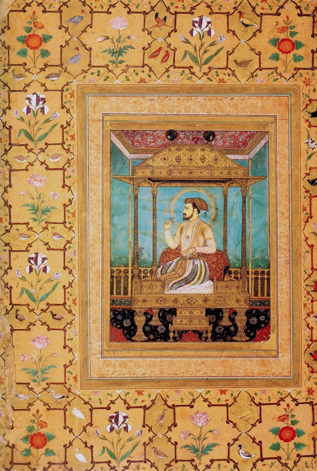 Говардхан. Шах Джахан на Павлиньем троне by  Говардхан - 1635 - 16,5 x 12.7 см 