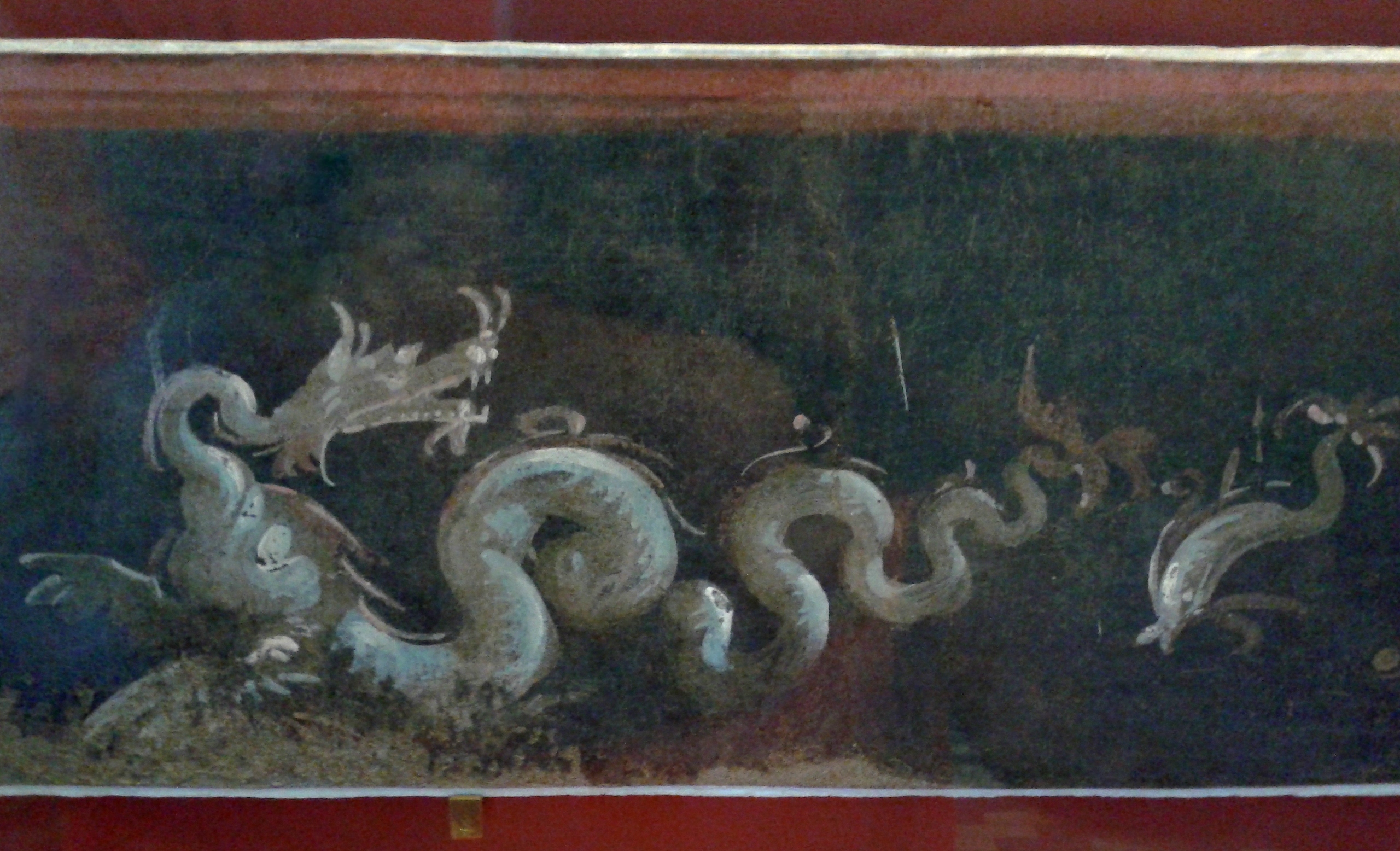Pompejański fresk: Morski smok by Unknown Artist - I wiek n.e. - 148 cm x 51 cm 