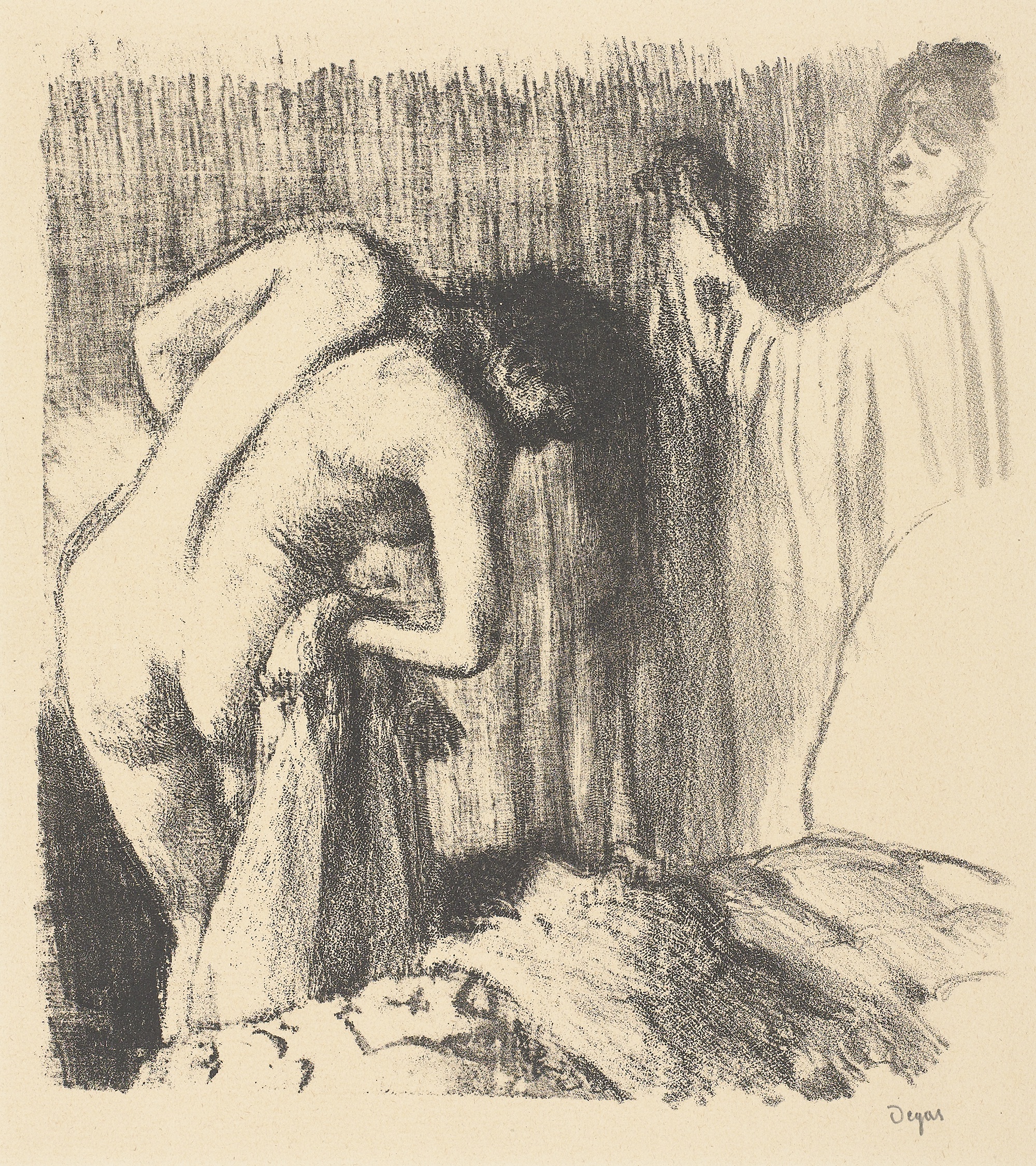Femeie uscându-se după baie  by Edgar Degas - 1891-1892 - 250 x 230 mm 