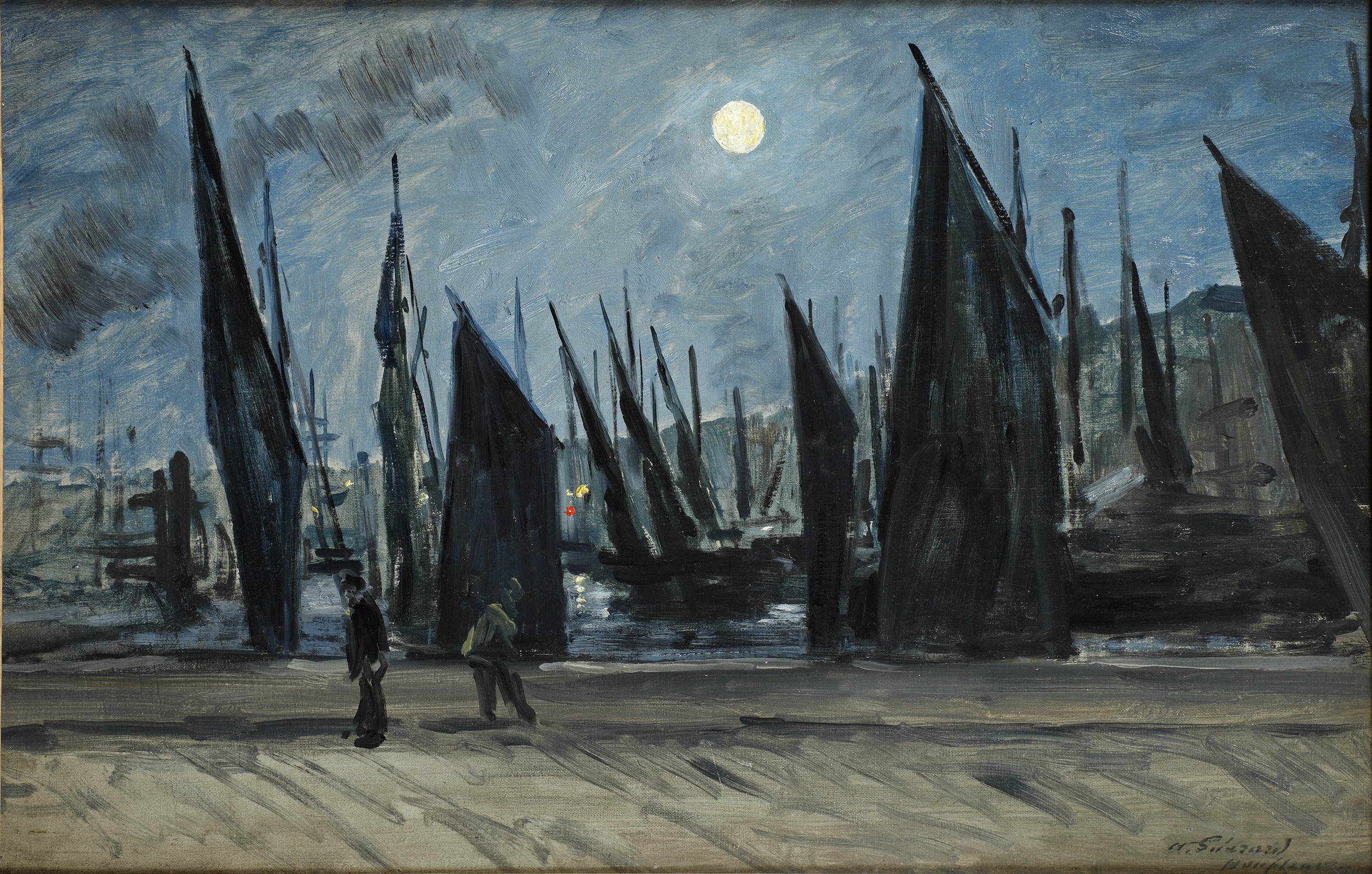 Місячне світло в Онфлері by Henri-Charles Guérard - бл. 1890 - 30.2 x 84.5 см 