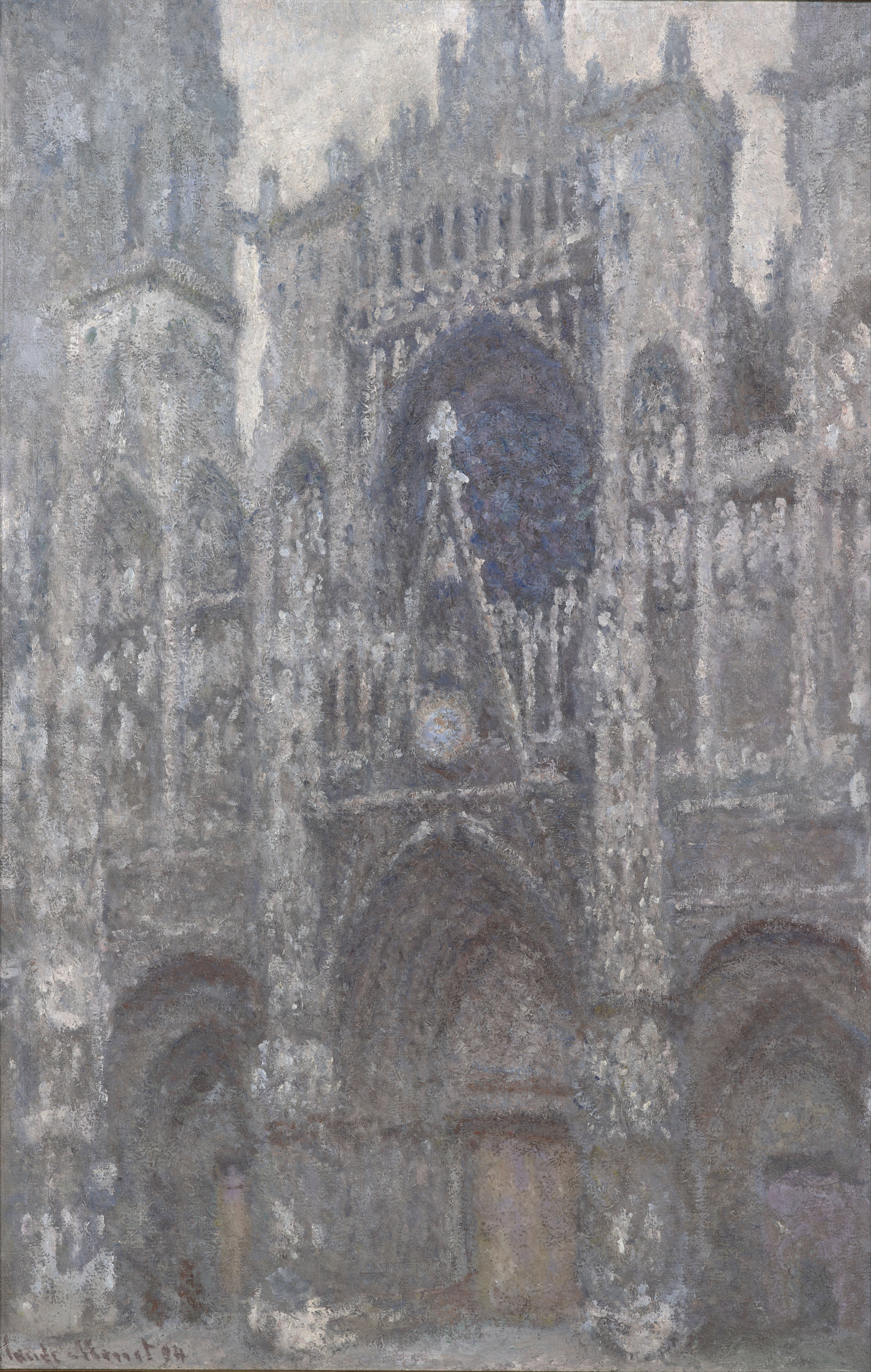 鲁昂大教堂，大门和灰色天气 by 克劳德· 莫奈 - 1892 