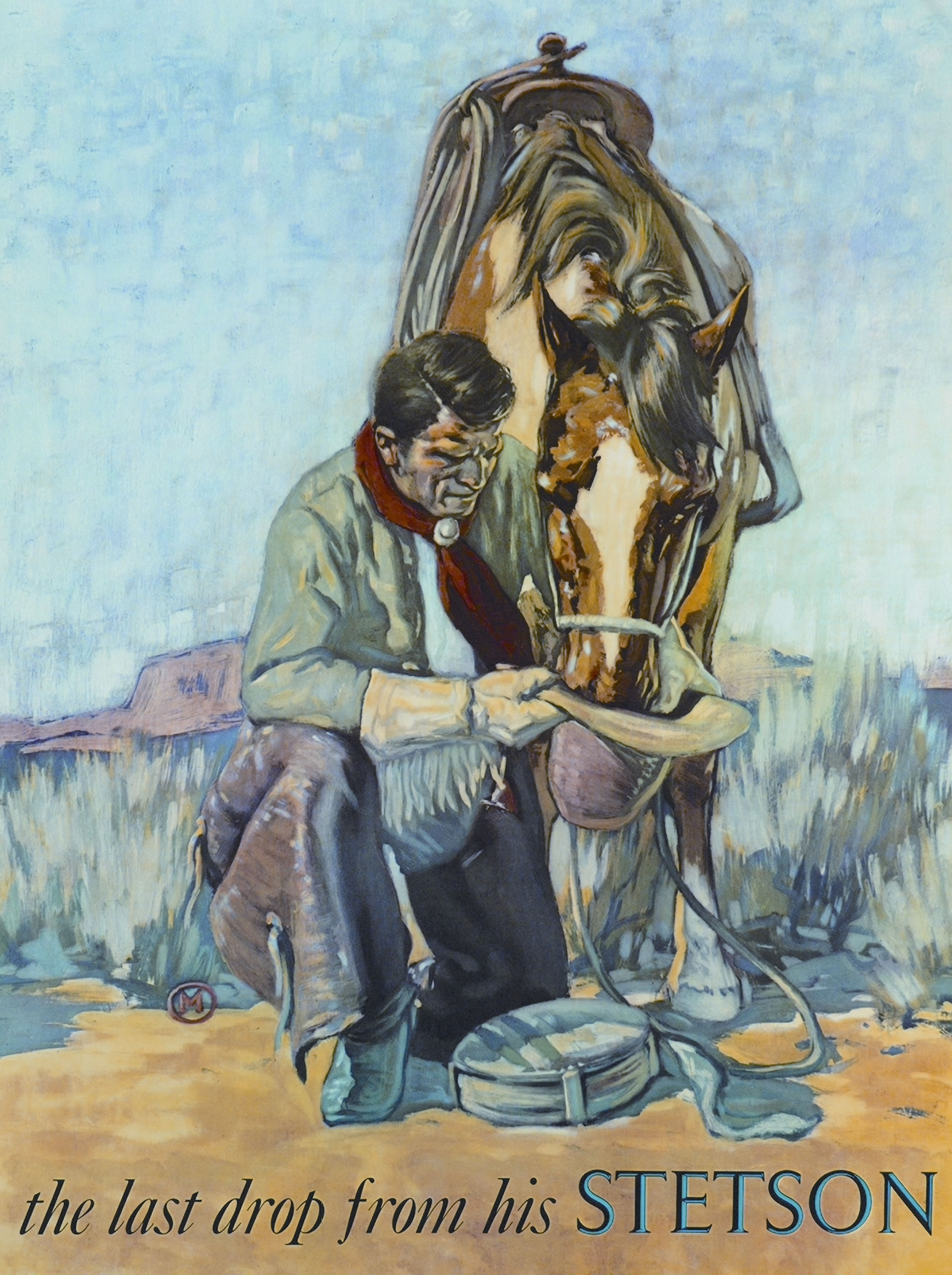 The Last Drop from his Stetson by Lon Megargee - ca. 1920 - 59.06 x 79.38 cm private collection